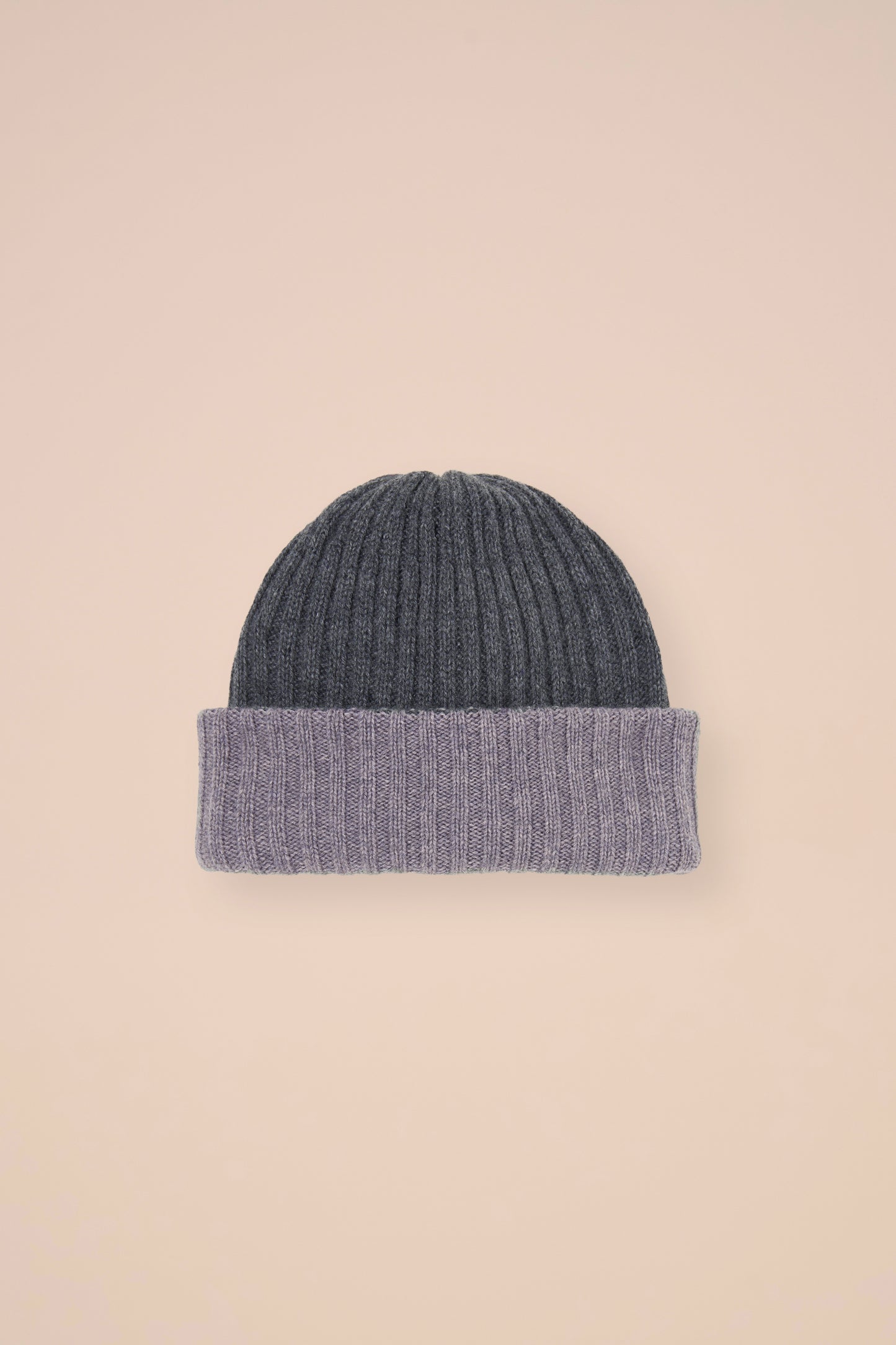 Double berretto in maglia di cashmere - Bicolore - BASALTGRAY