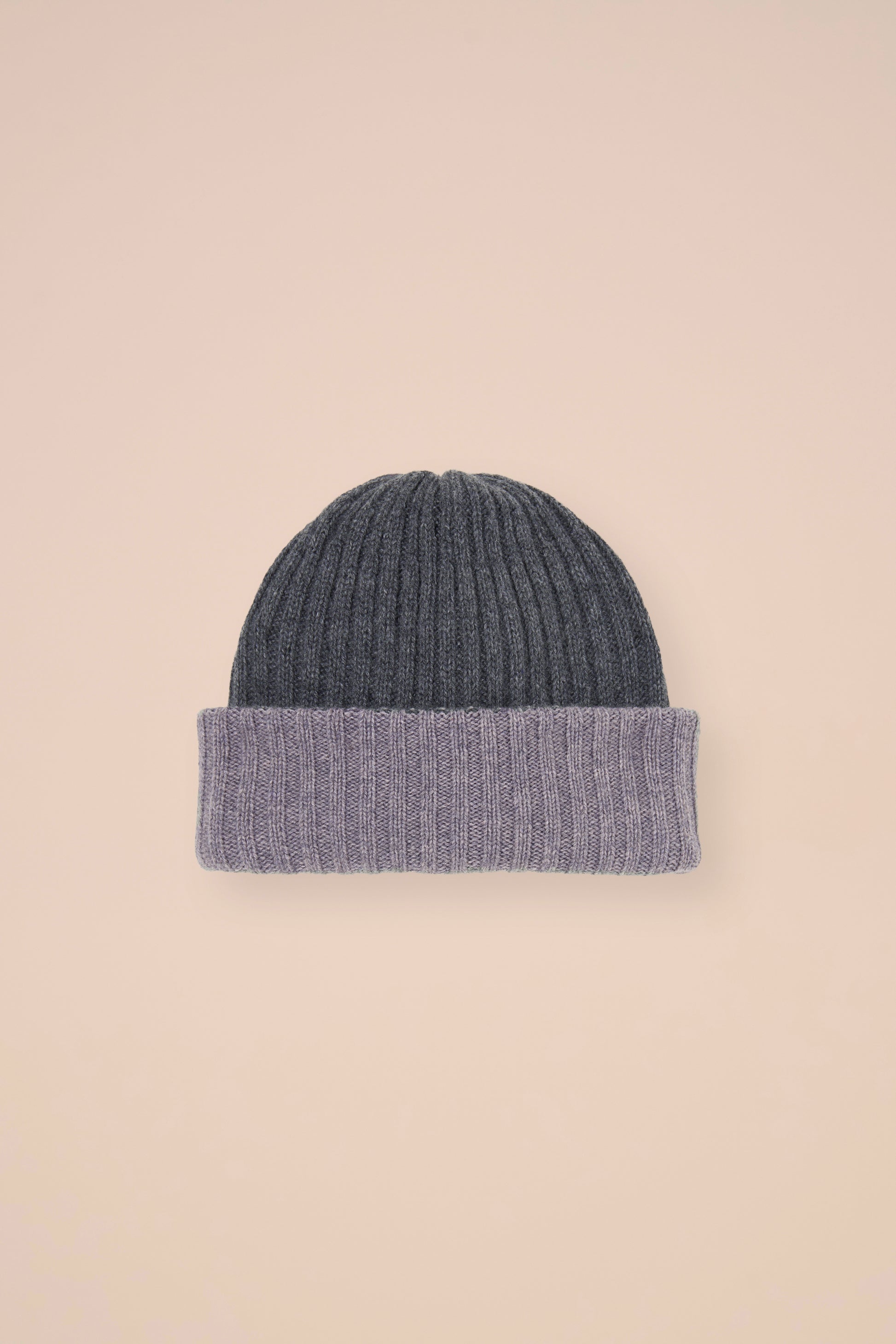 Double berretto in maglia di cashmere - Bicolore - BASALTGRAY