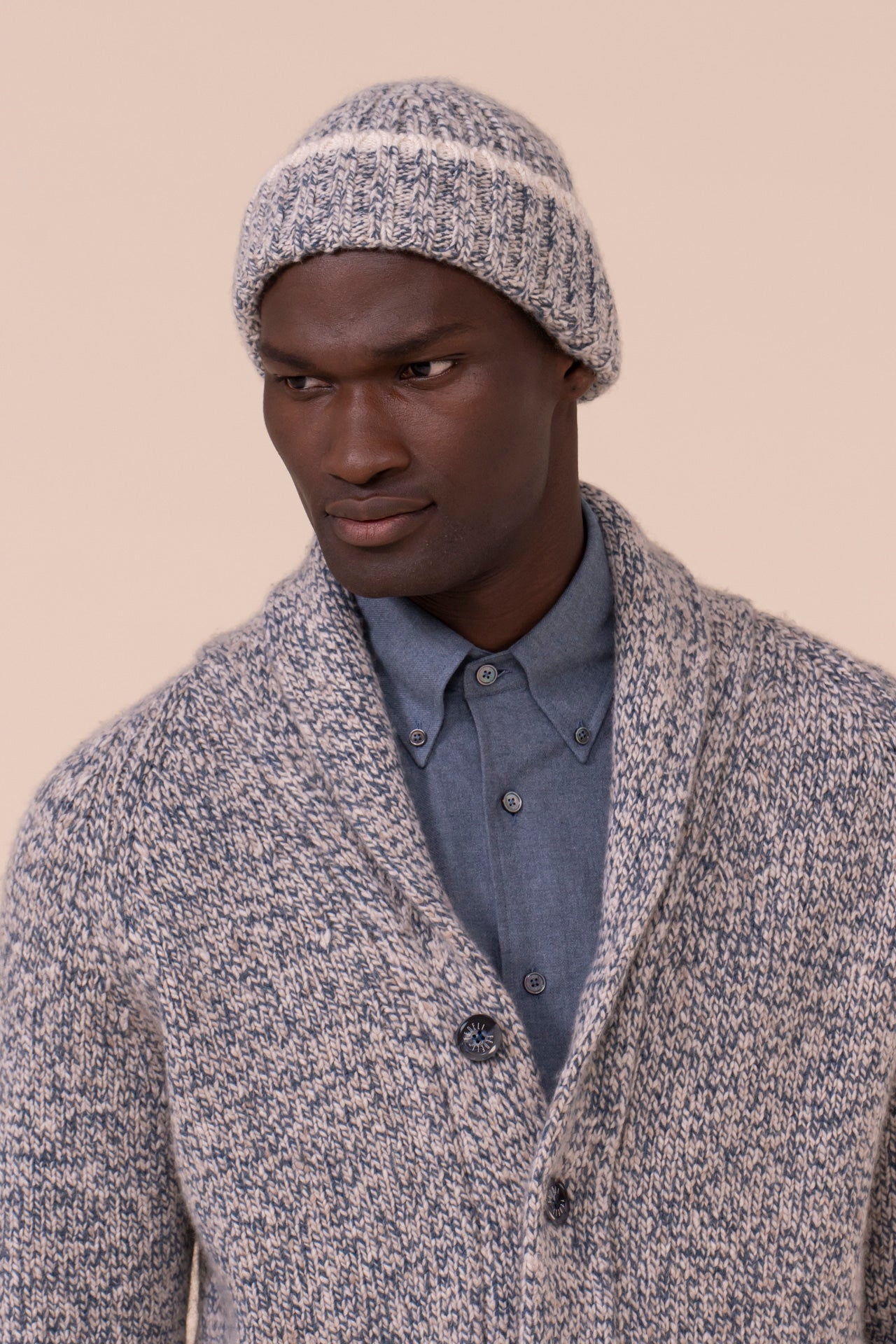 Daddy scotland berretto in cashmere - Bicolore - PETROLEUM