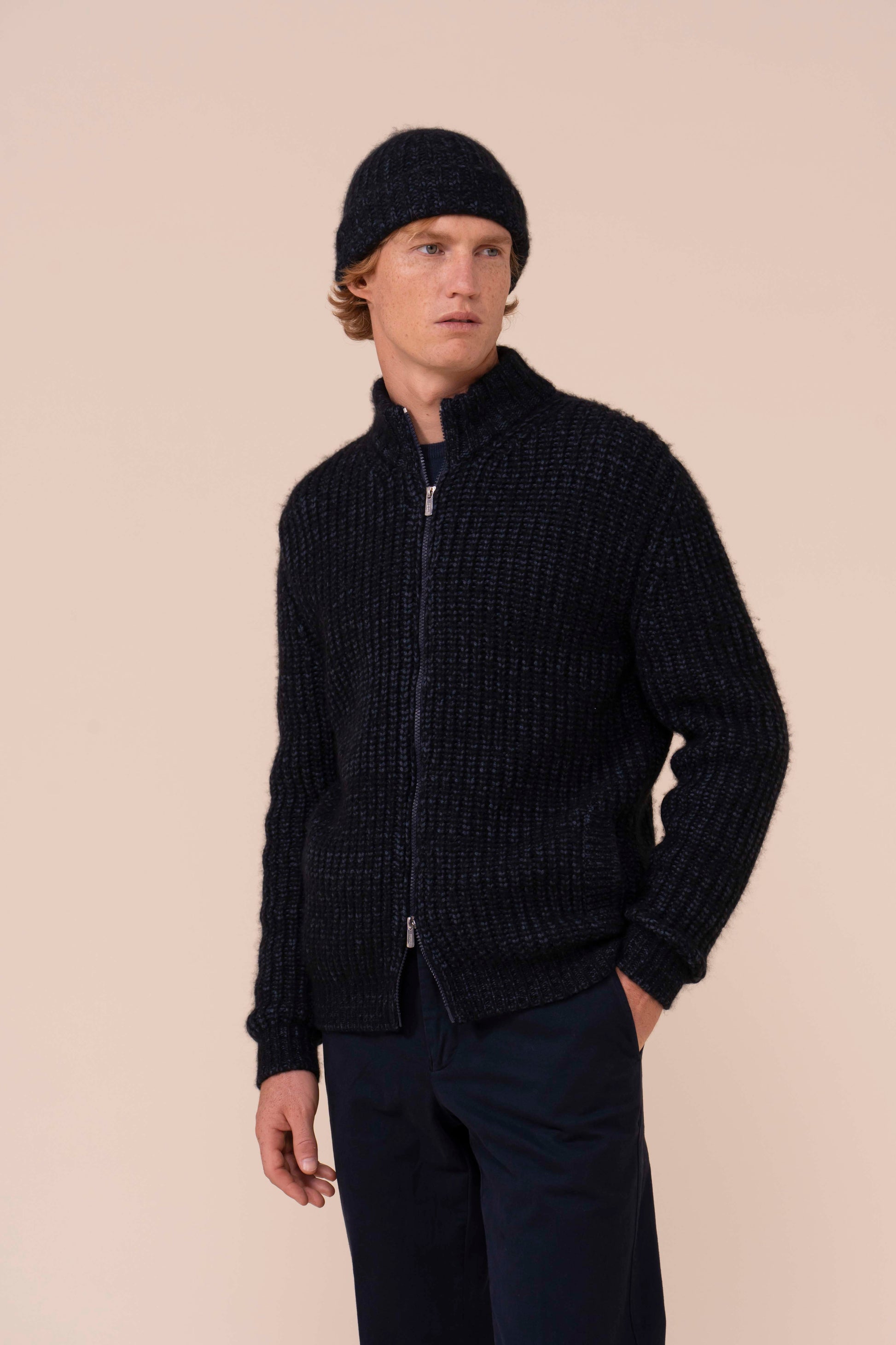 Ghibli Cashmere Piuma Beanie - Bicolor - MIDNIGHTBLUE