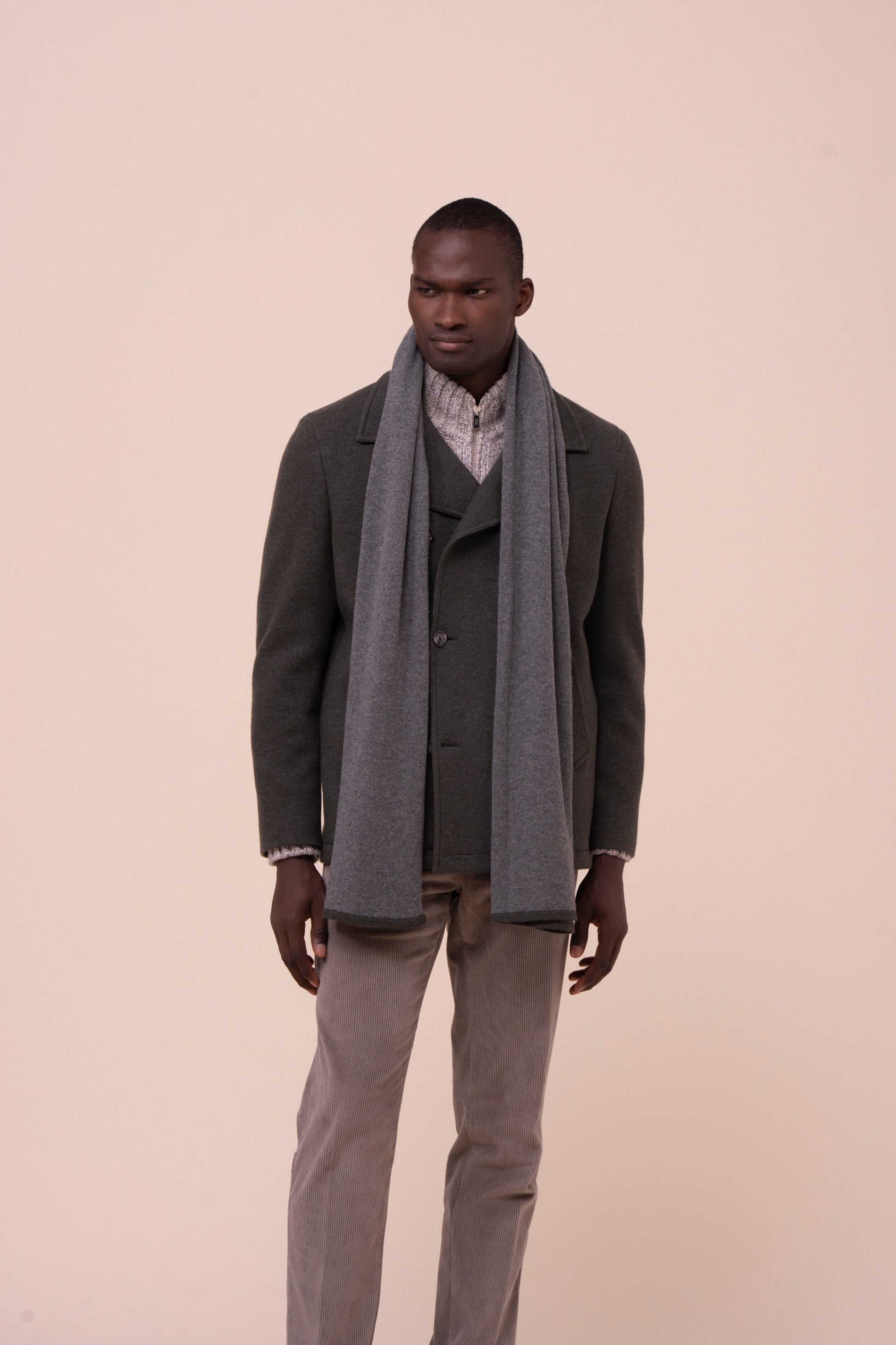 Open sciarpa in cashmere - Bicolor - BASALTGRAY