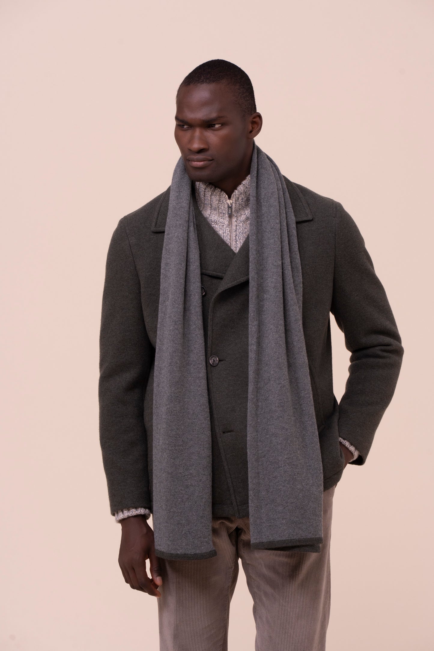 Open sciarpa in cashmere - Bicolor - BASALTGRAY