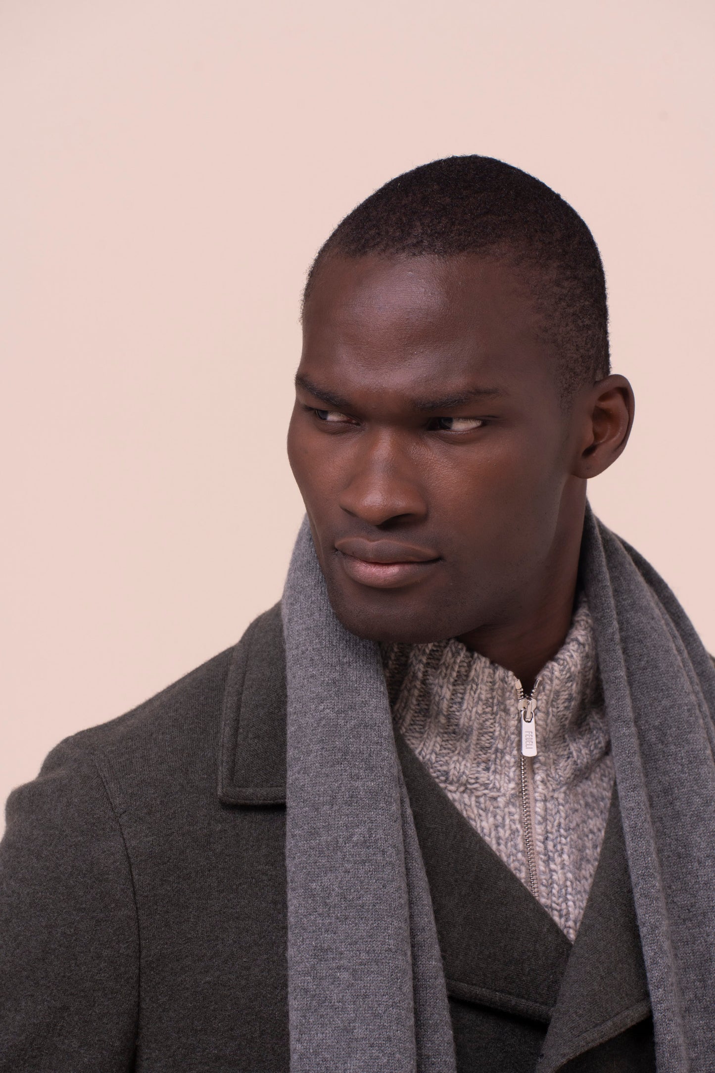 Open sciarpa in cashmere - Bicolor - BASALTGRAY