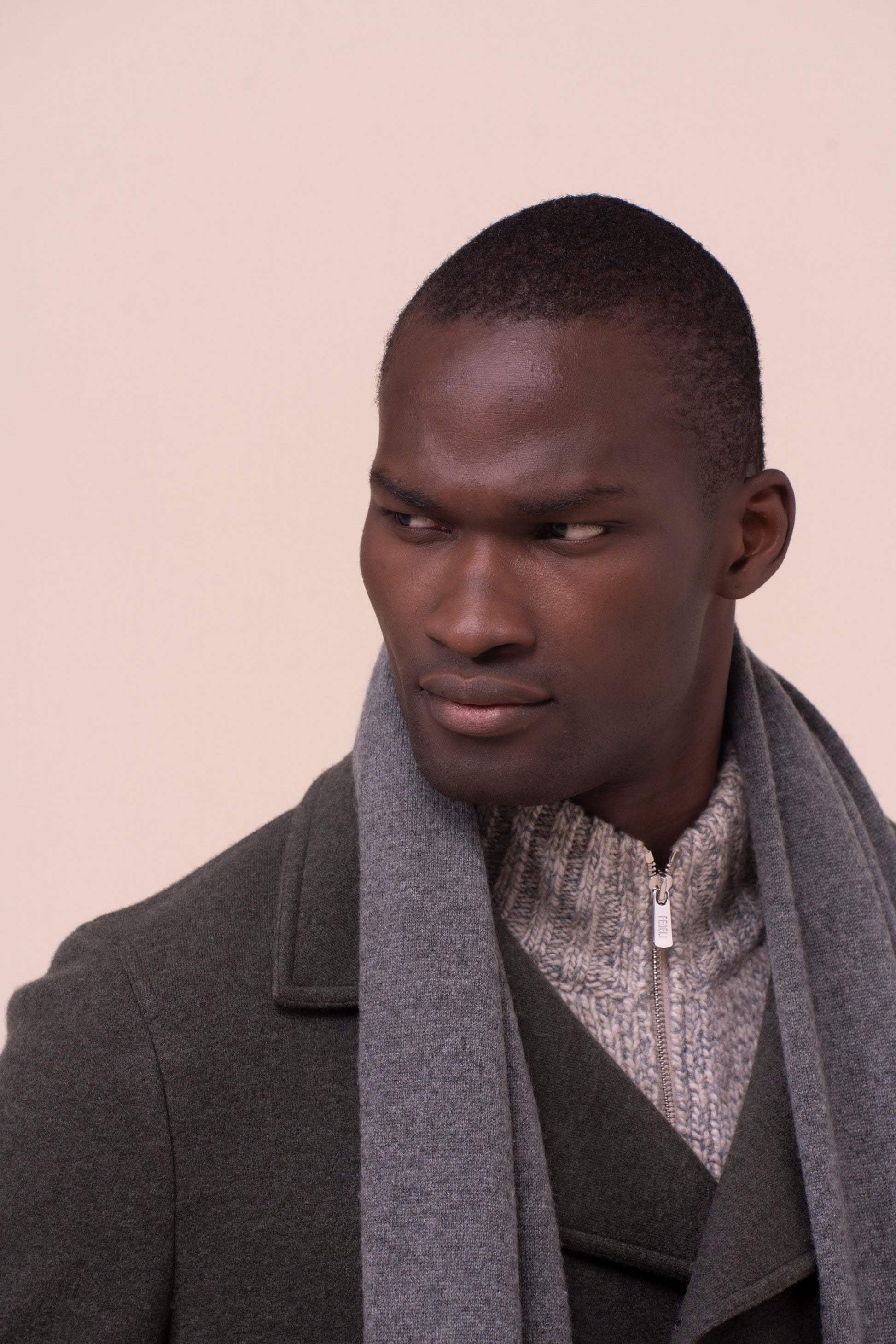 Open sciarpa in cashmere - Bicolor - BASALTGRAY