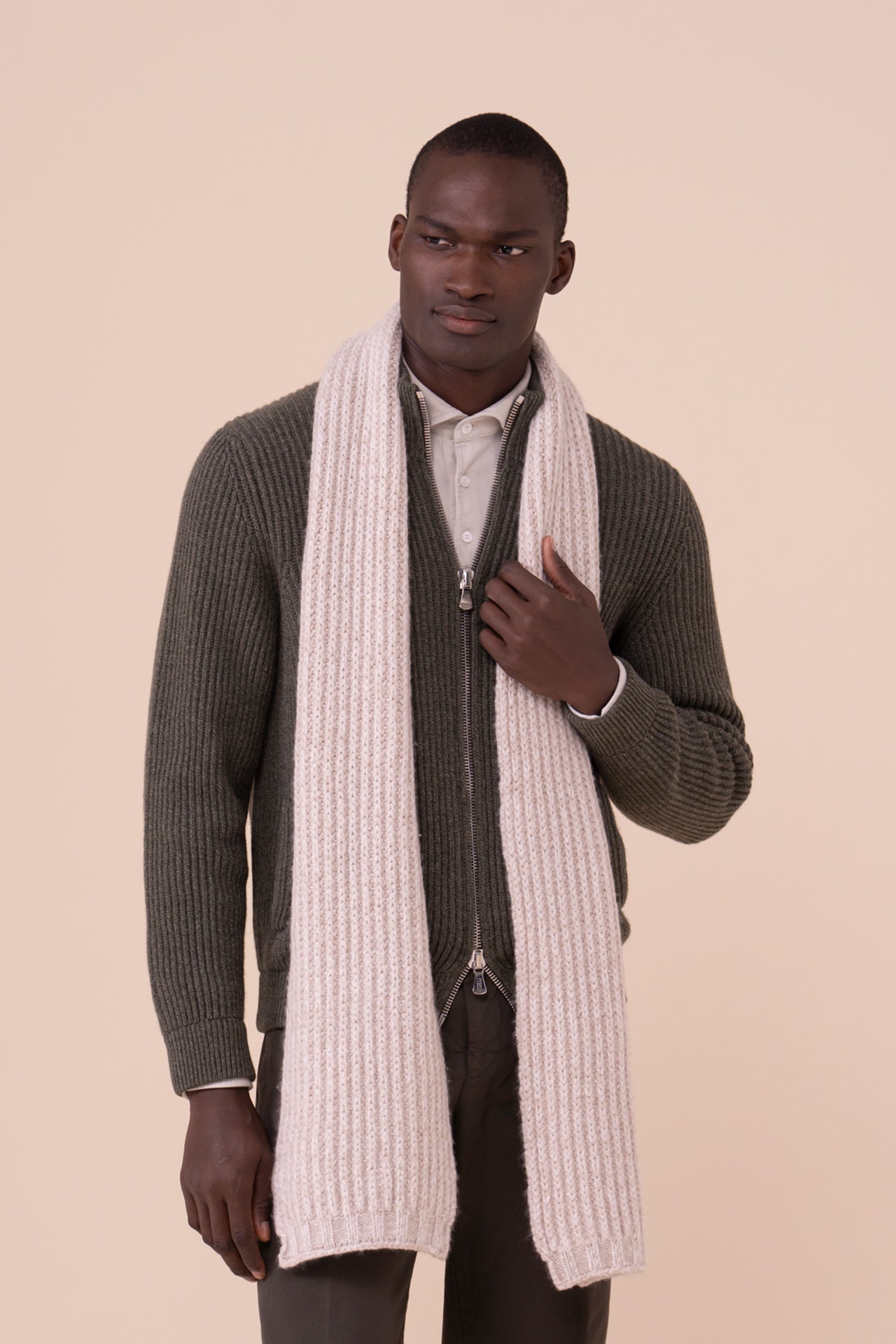 Ghibli Cashmere Piuma Scarf - Bicolor - LINEN