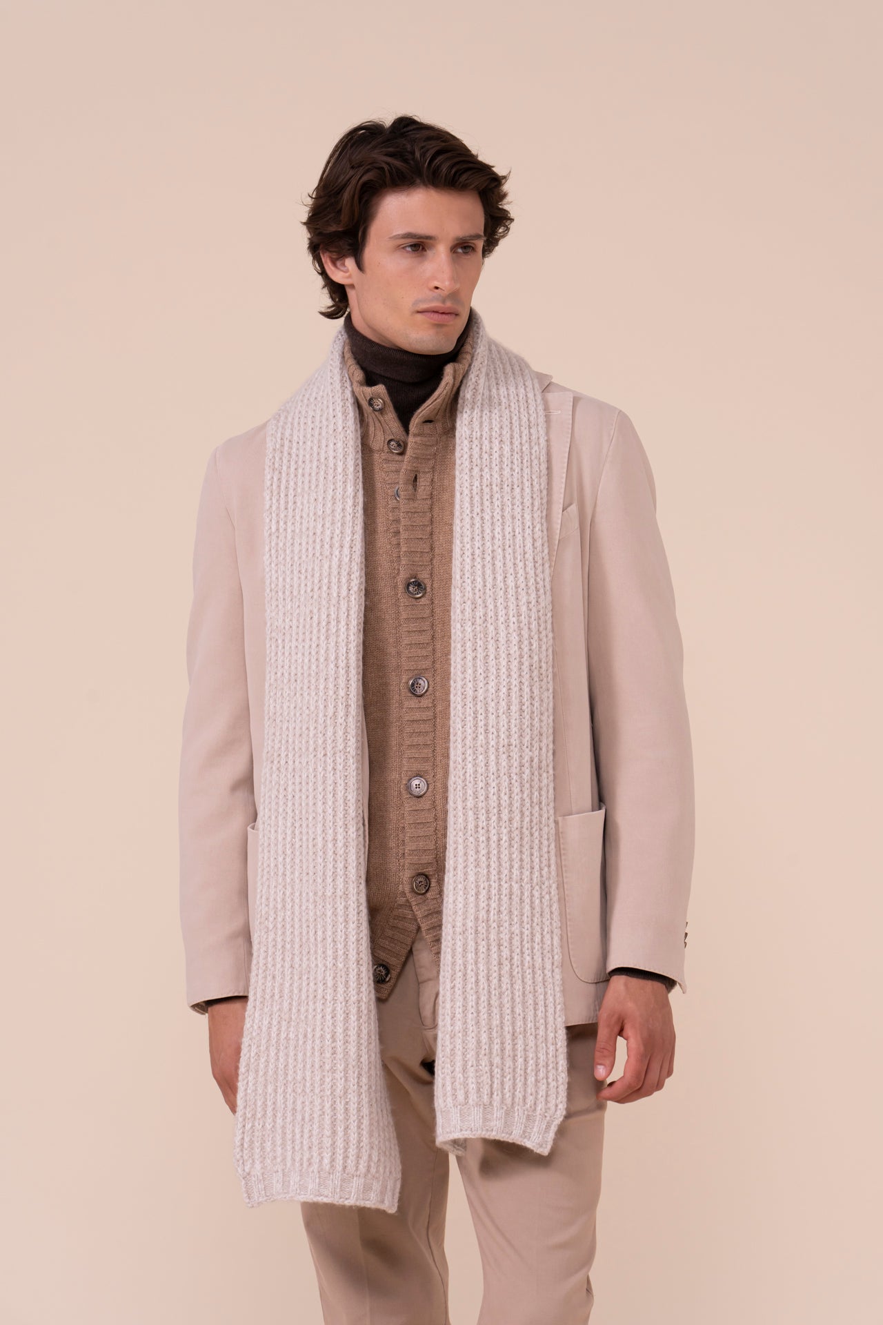Ghibli Cashmere Piuma Scarf - Bicolor - LINEN