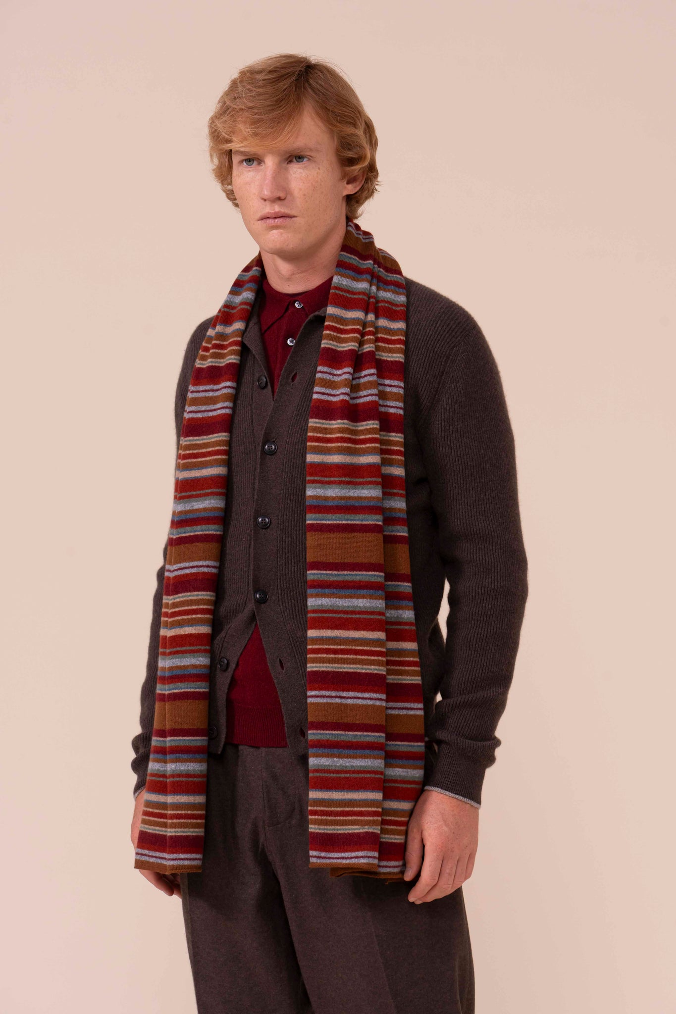 Multicolor Cashmere Scarf - MERLOT