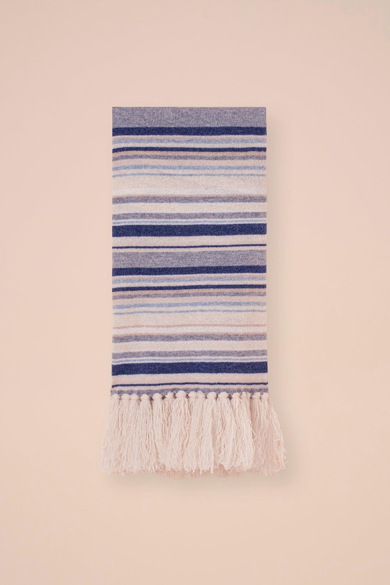 Multicolors Cashmere Fringe Scarf - CREAM