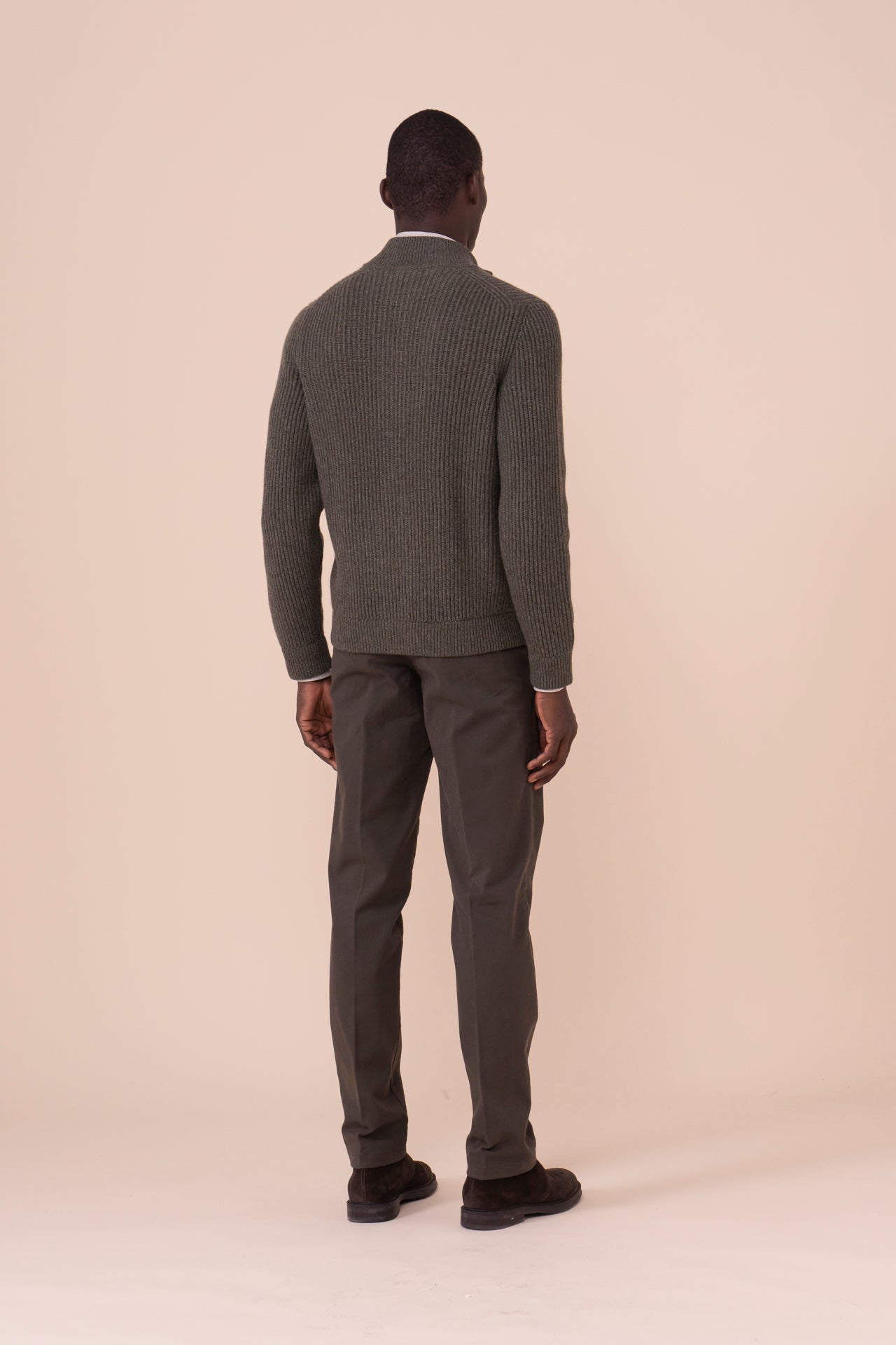 Sand maglia in cashmere con zip - Bicolore - OLIVEGREENMELANGE