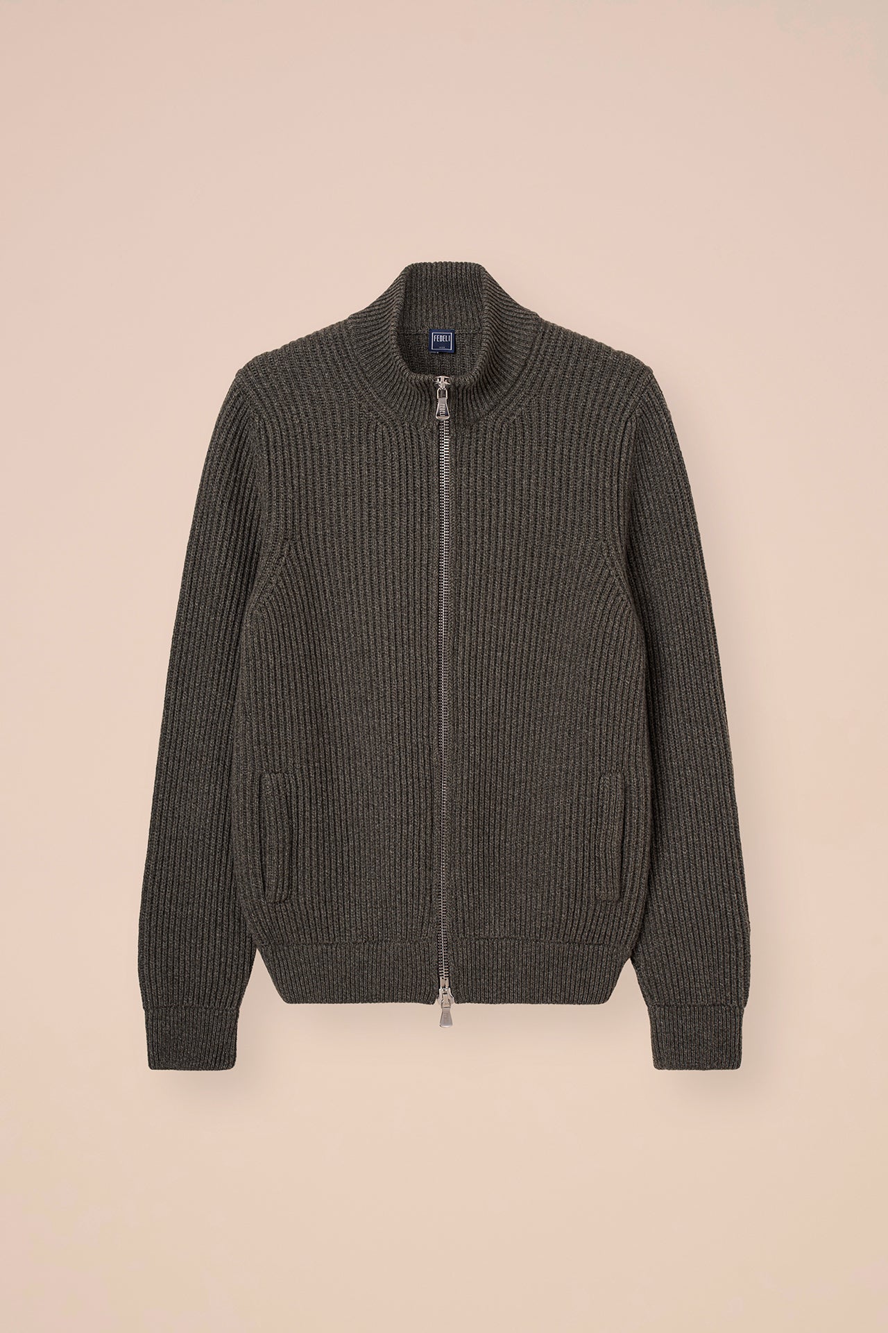 Sand maglia in cashmere con zip - Bicolore - OLIVEGREENMELANGE