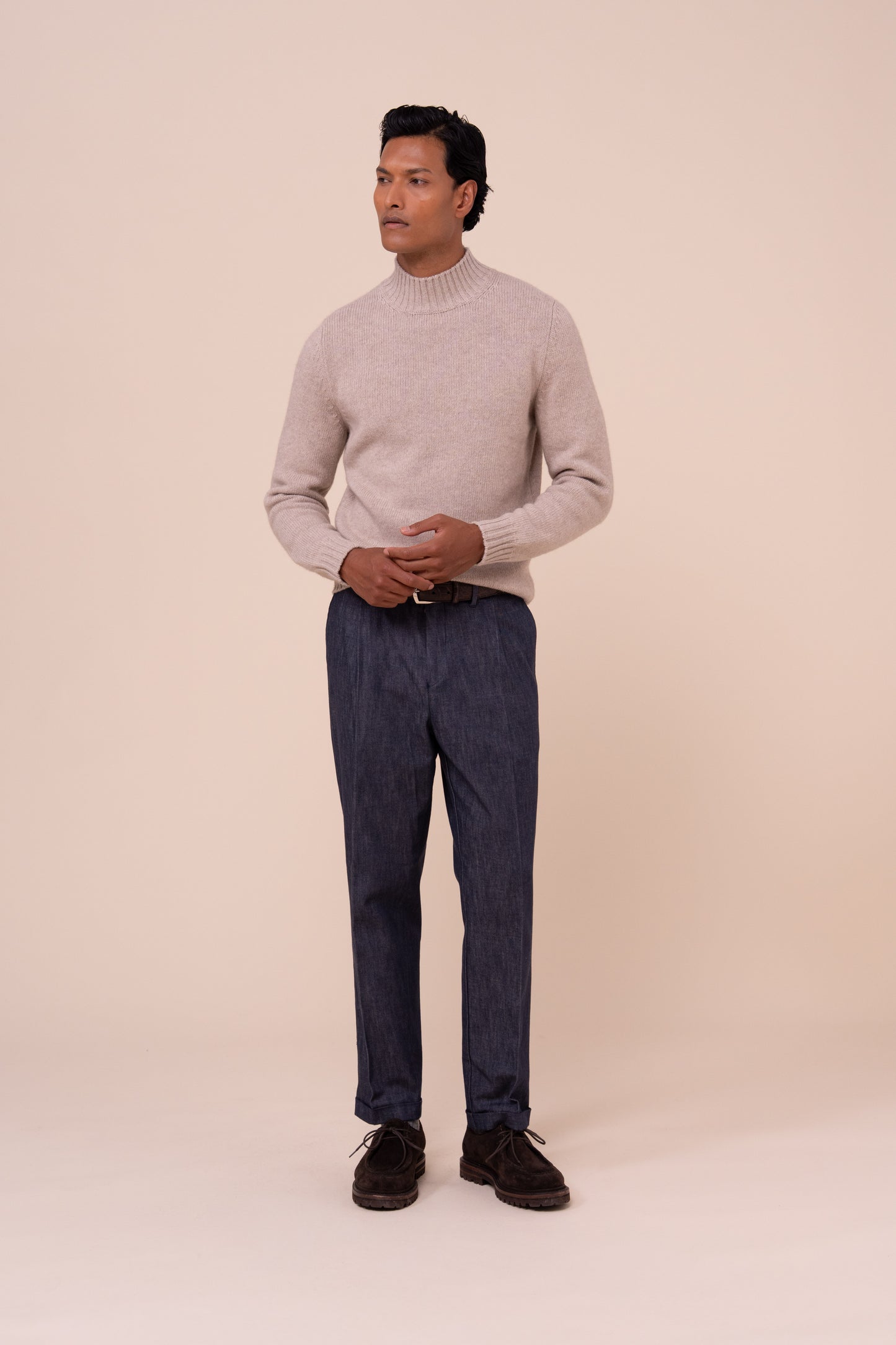Onda Wool Cashmere Mock-Neck Sweater - ROPEMELANGE