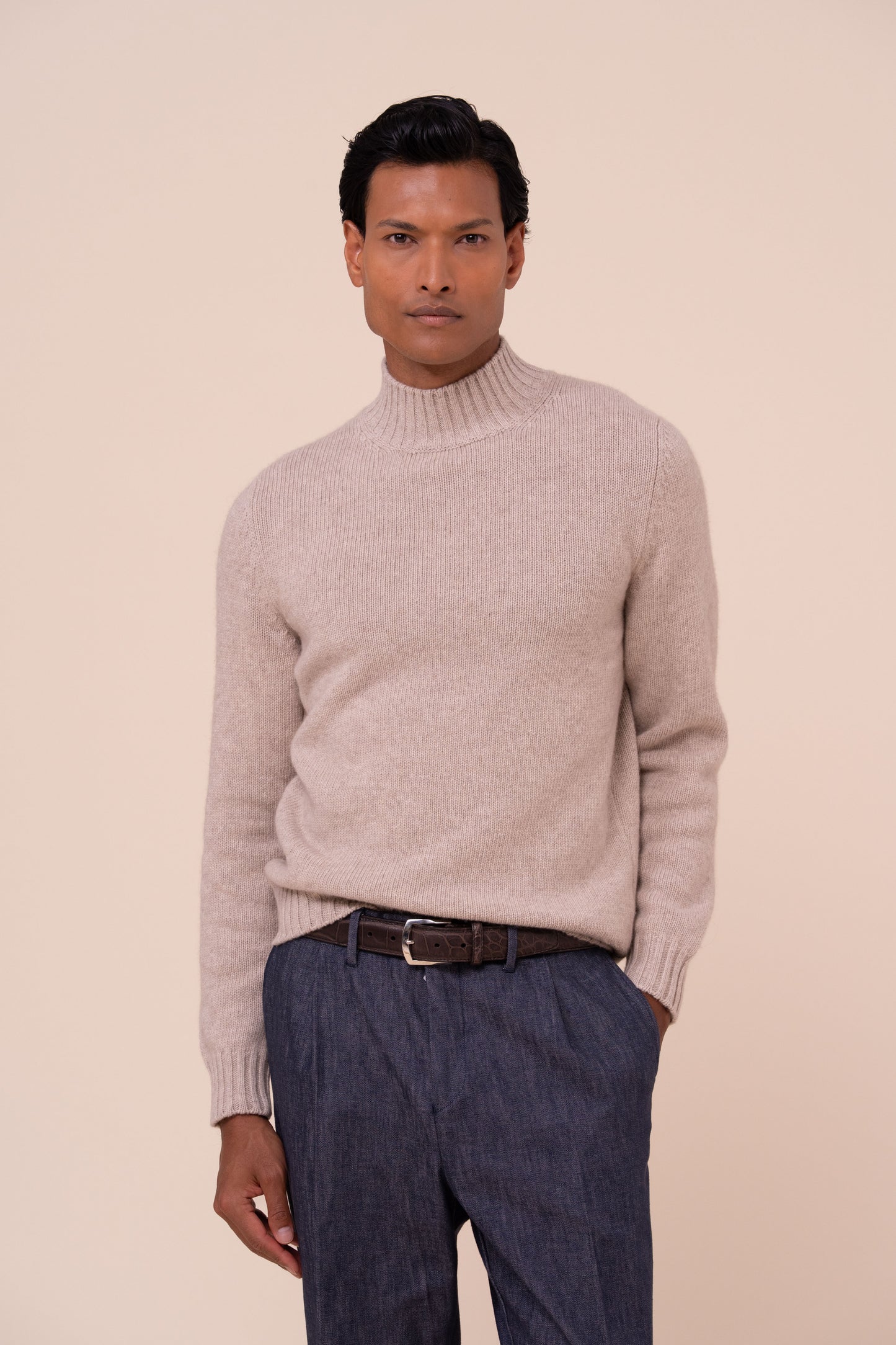 Onda Wool Cashmere Mock-Neck Sweater - ROPEMELANGE