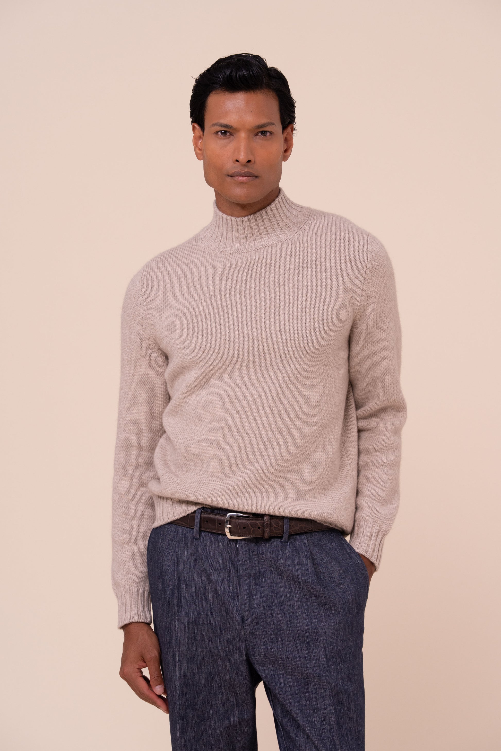 Onda Wool Cashmere Mock-Neck Sweater - ROPEMELANGE