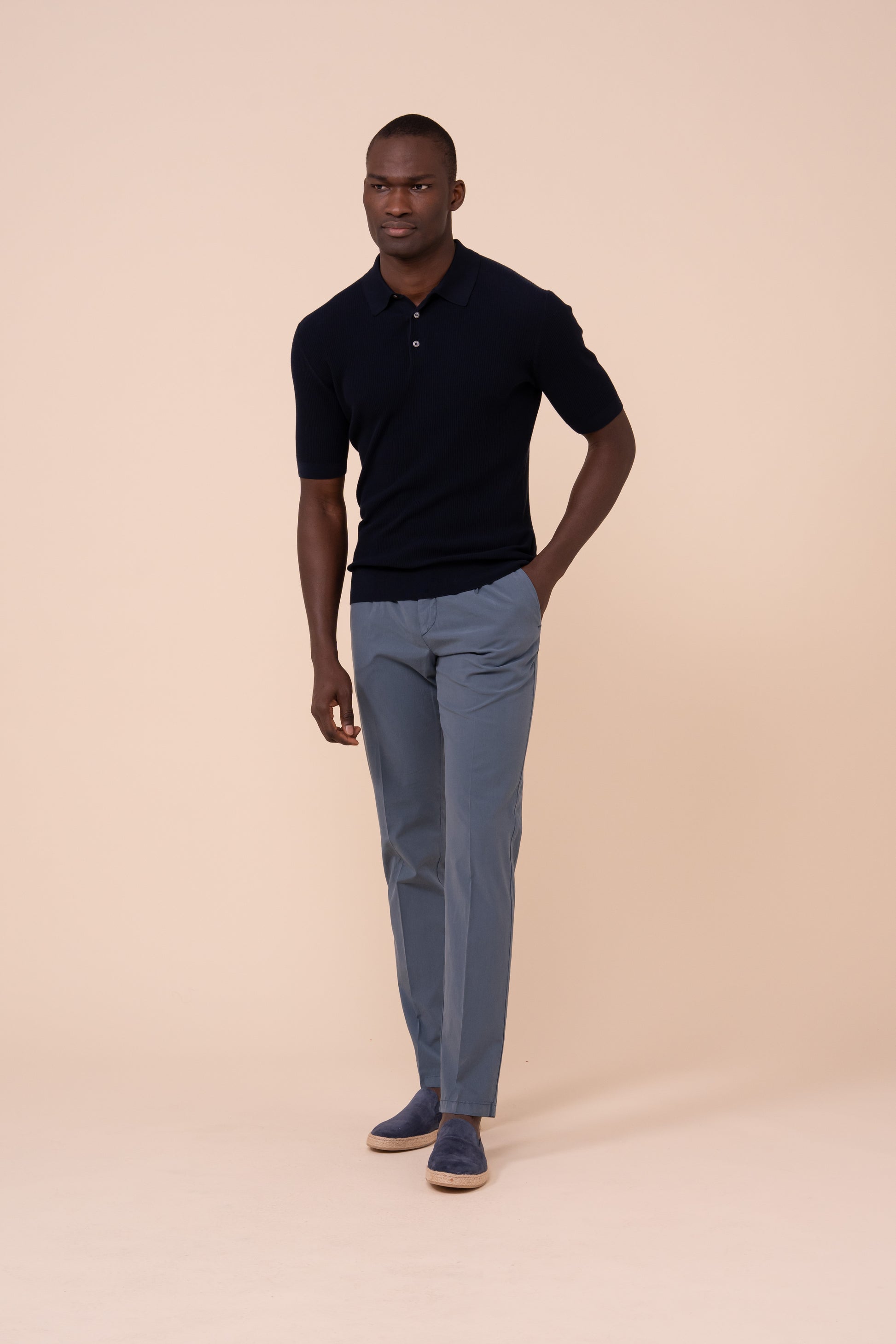 Rafael Giza Organic Cotton Short Sleeve Polo - MIDNIGHTBLUE