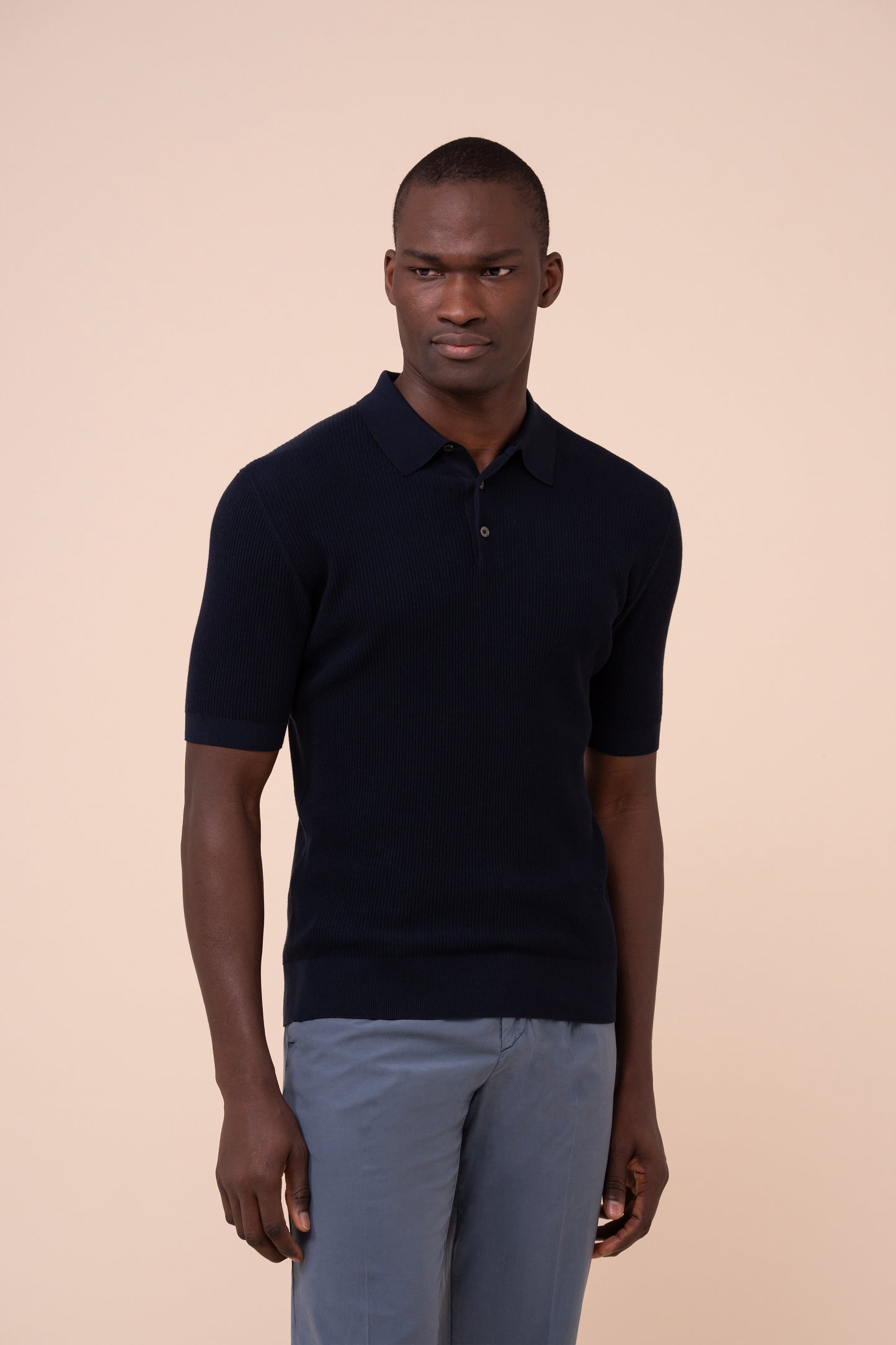 Rafael Giza Organic Cotton Short Sleeve Polo - MIDNIGHTBLUE