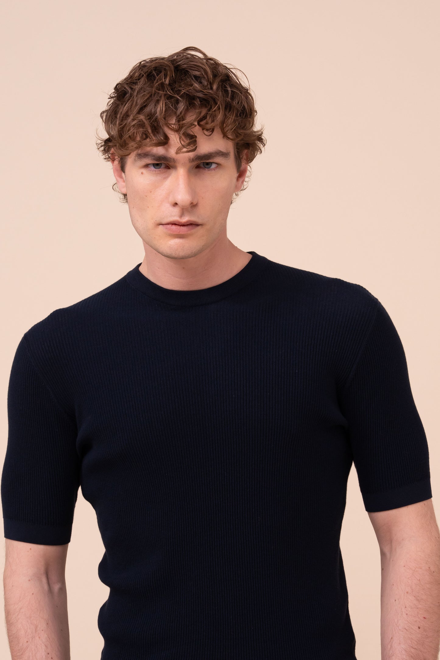Argentina Rafael maglia girocollo in cotone organico Giza - MIDNIGHTBLUE