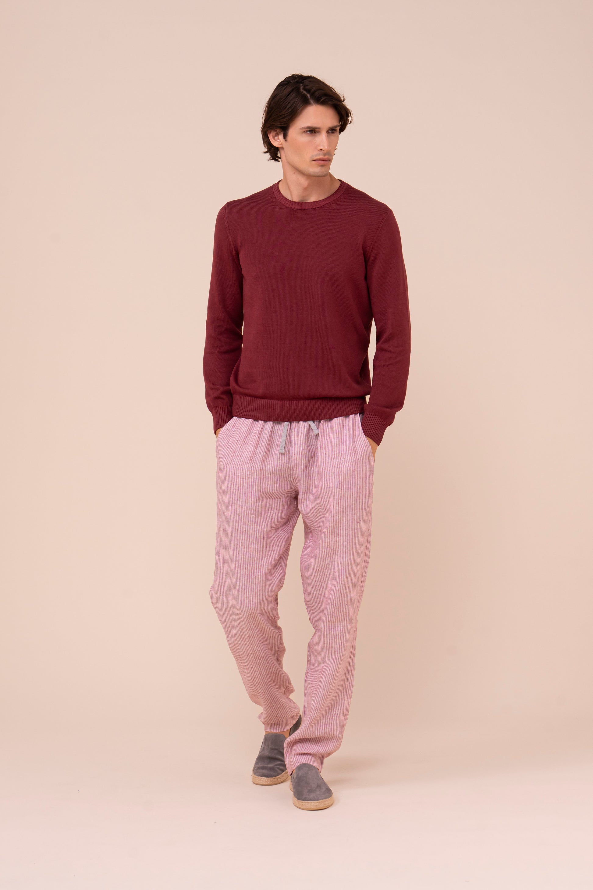 Argentina 8 maglia girocollo in cotone organico Giza - MERLOT