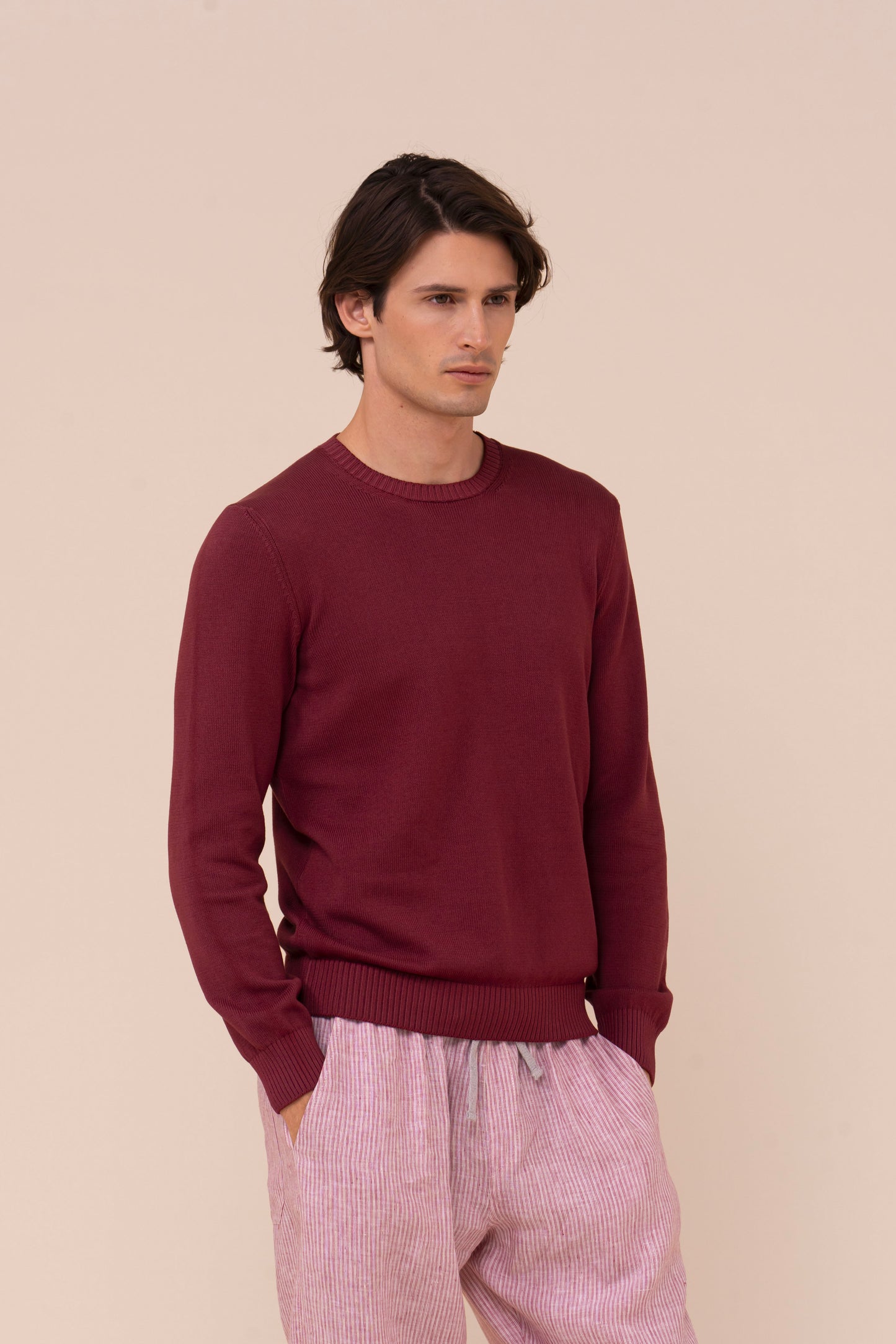 Argentina 8 maglia girocollo in cotone organico Giza - MERLOT