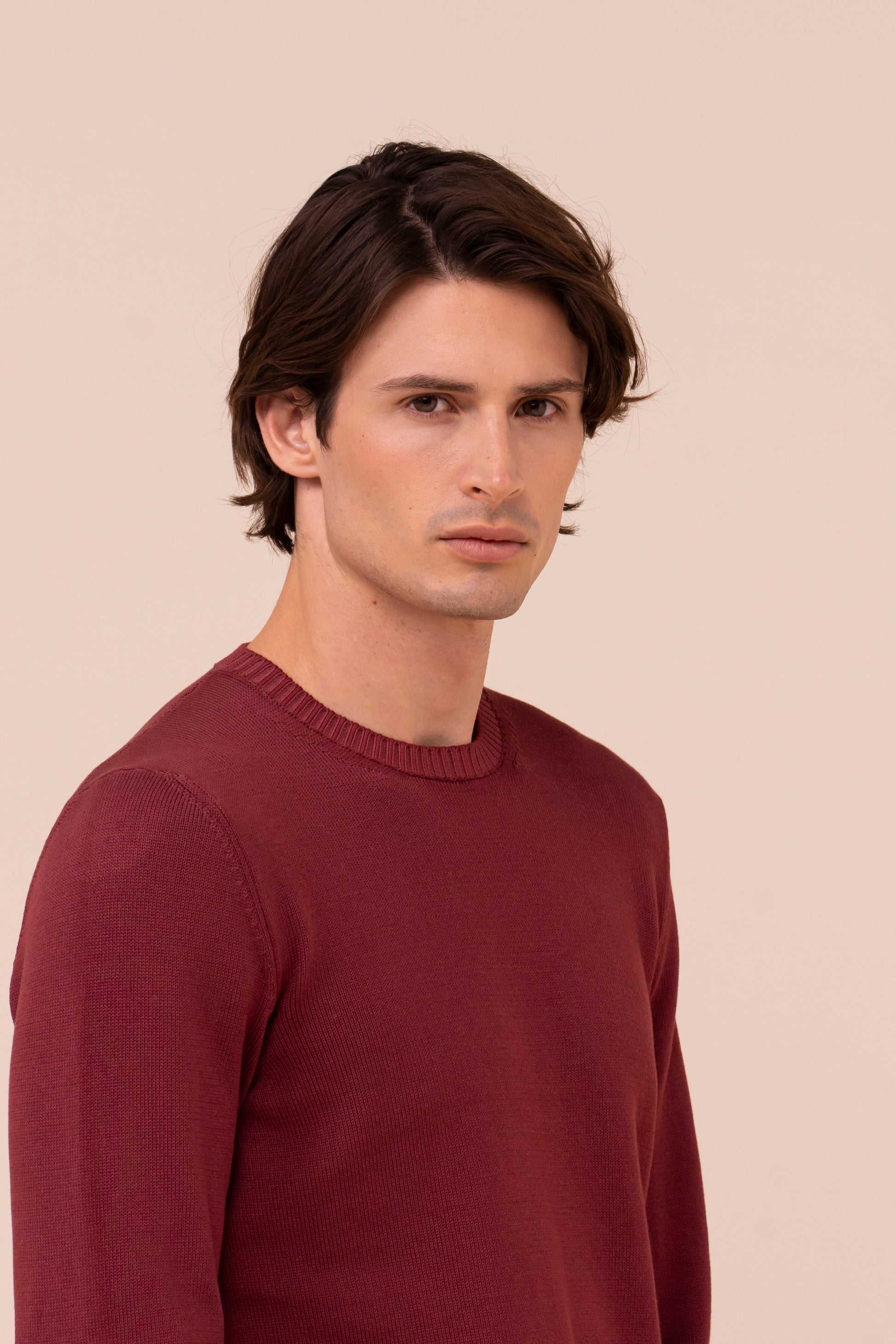 Argentina 8 maglia girocollo in cotone organico Giza - MERLOT