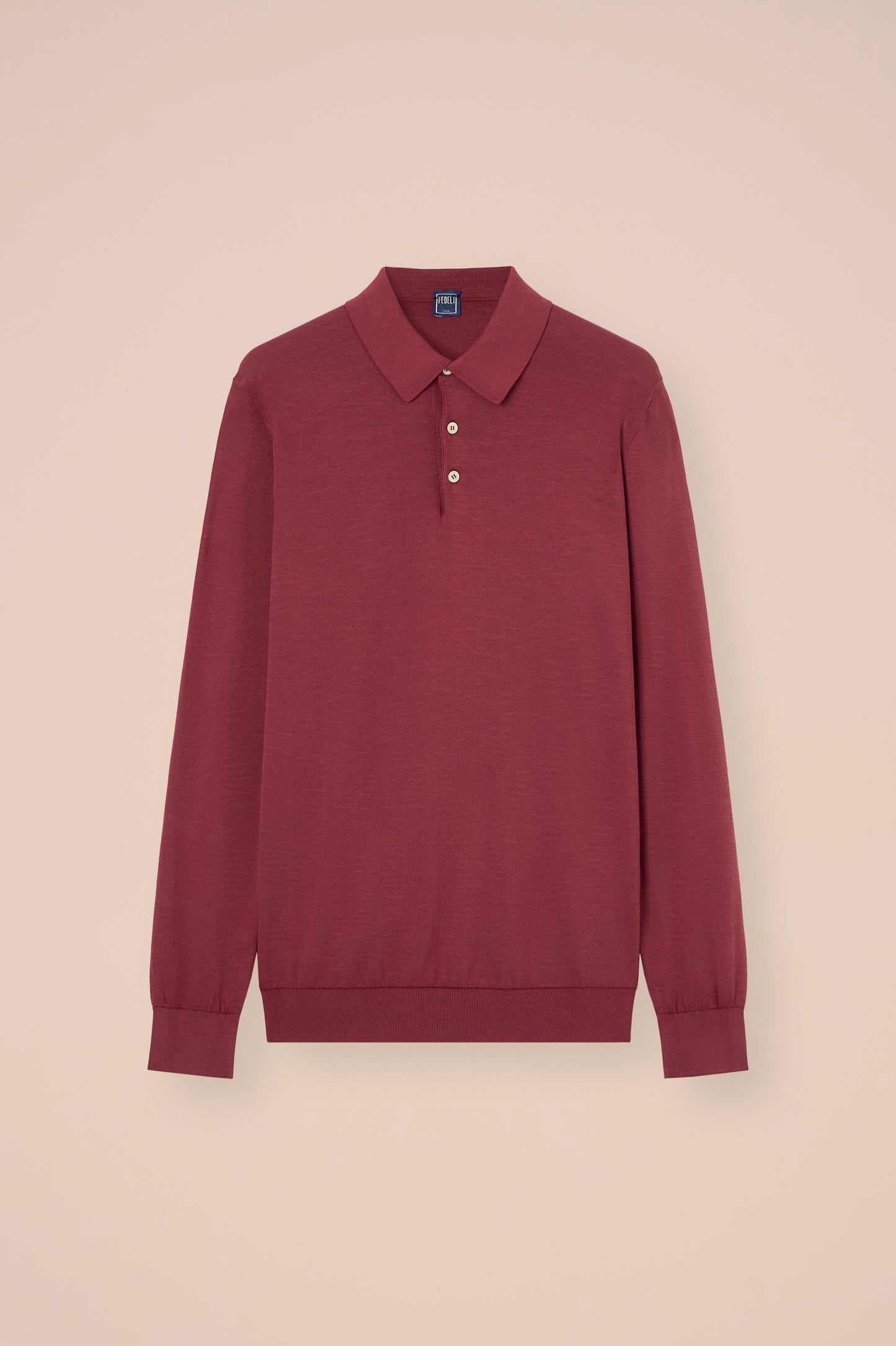 Sportman polo a maniche lunghe in maglia di cotone organico Giza - MERLOT