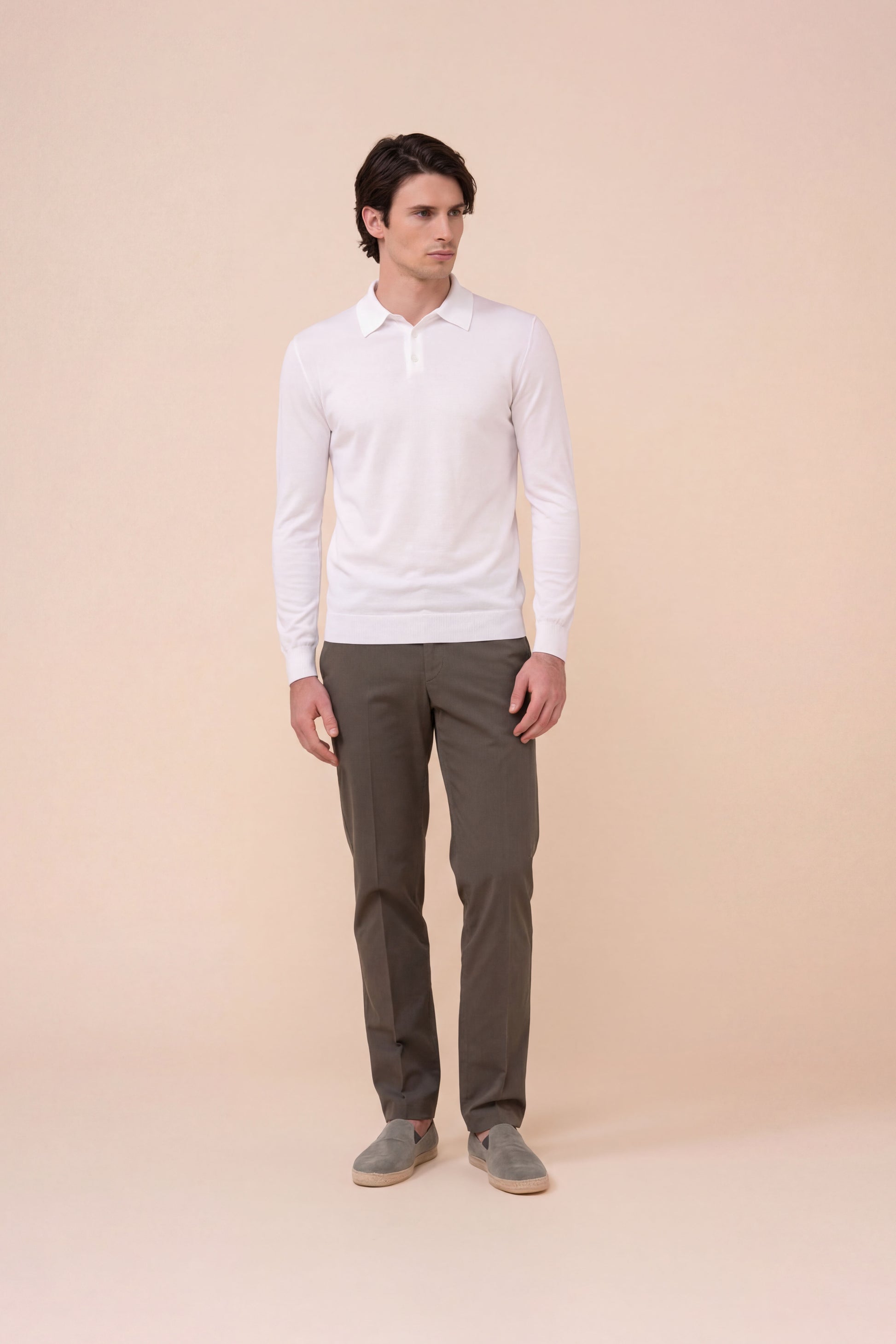 Sportman polo a maniche lunghe in maglia di cotone organico Giza - MERLOT
