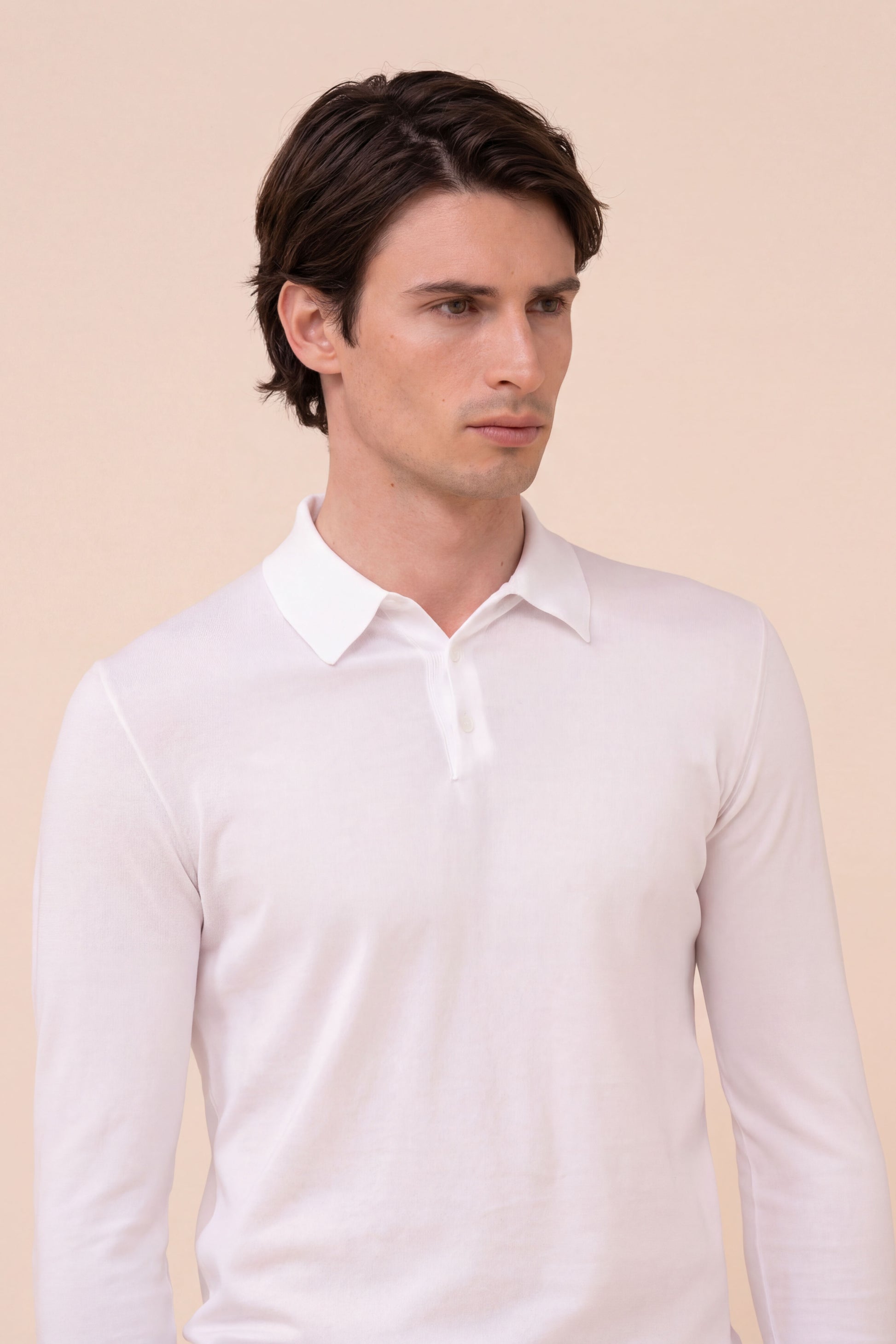 Sportman polo a maniche lunghe in maglia di cotone organico Giza - MERLOT