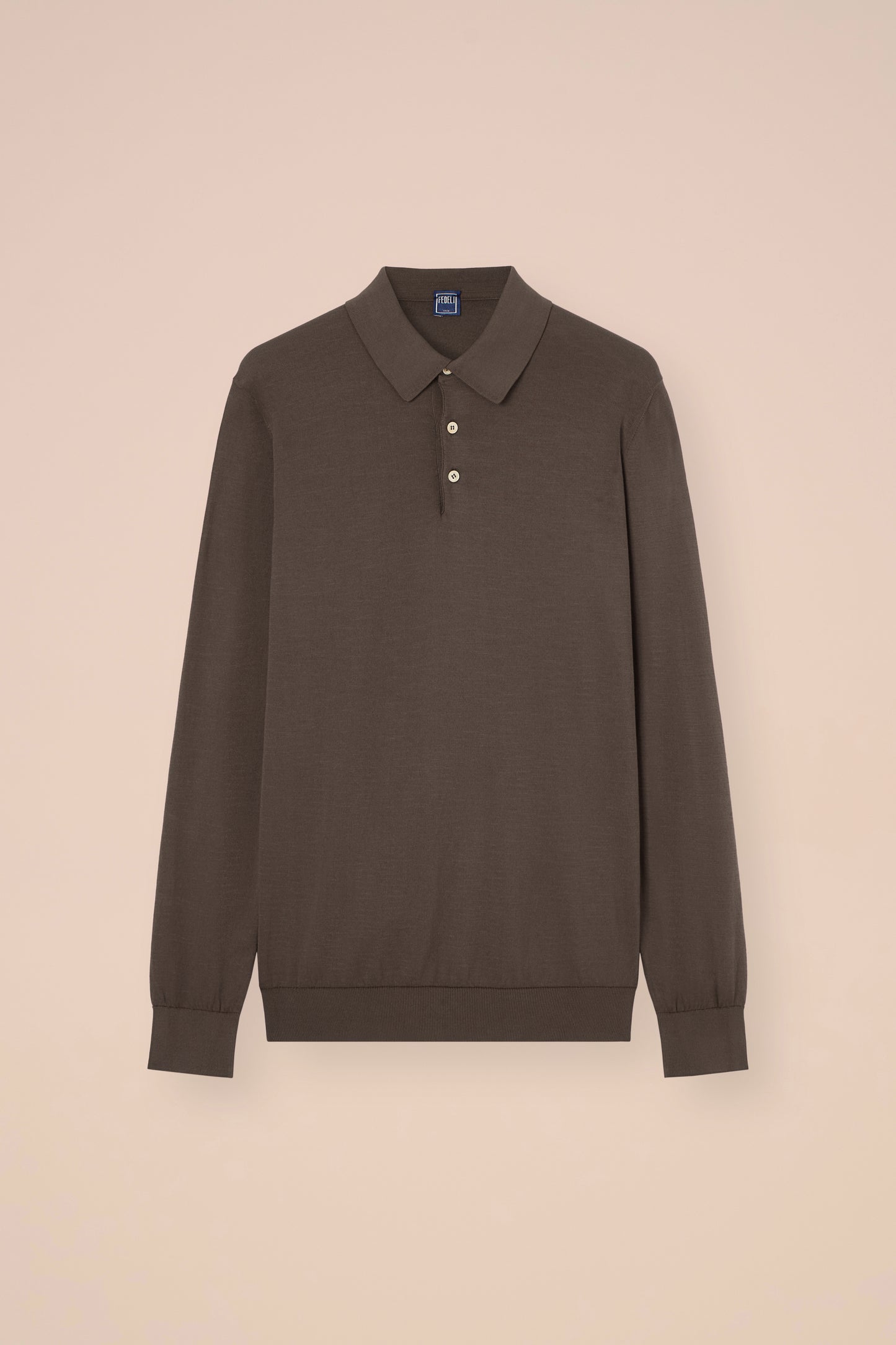 Sportman polo a maniche lunghe in maglia di cotone organico Giza - MERLOT
