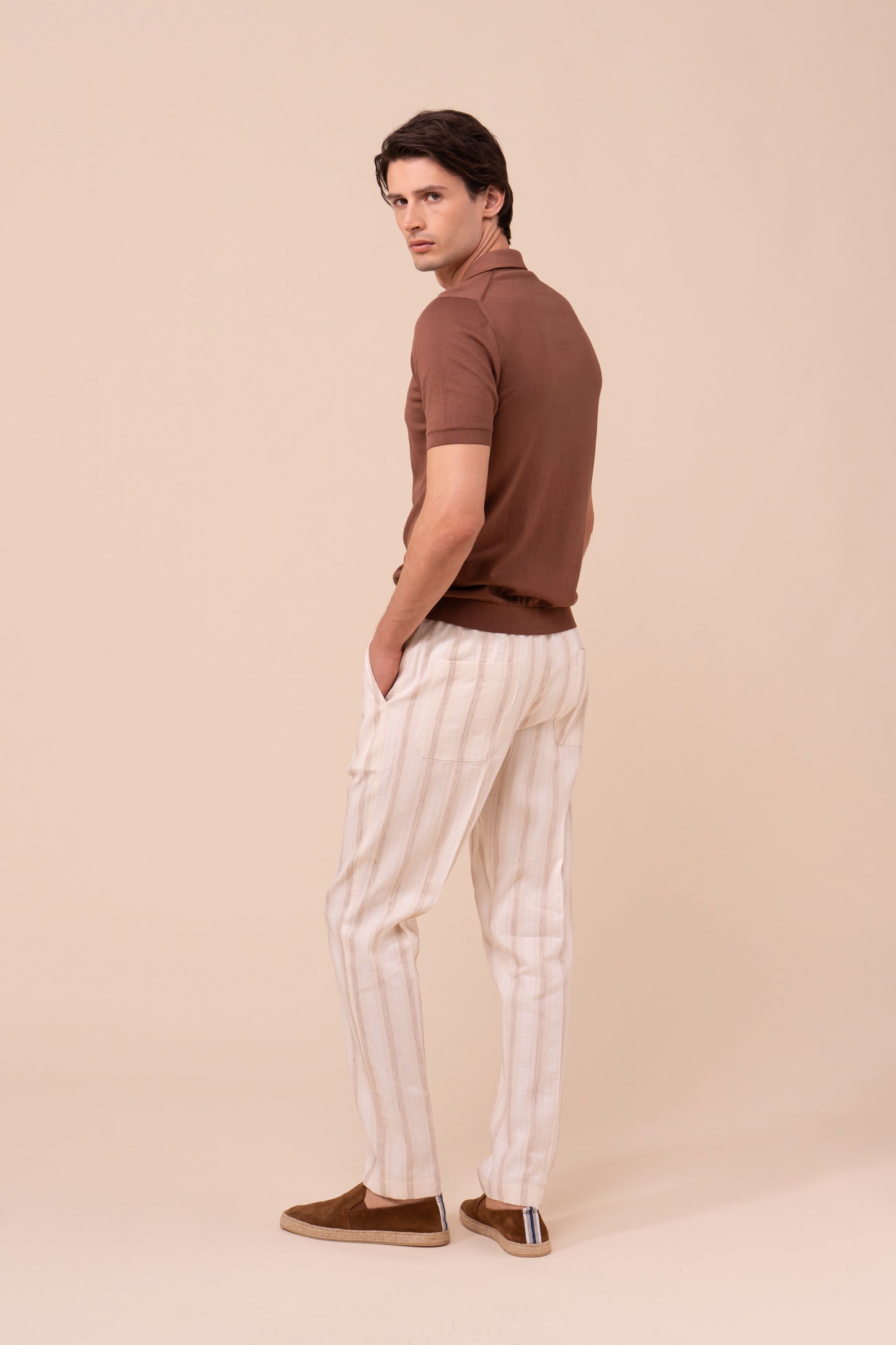 Fuji Giza Organic Cotton V-Neck Knit Polo - OLIVEGREEN