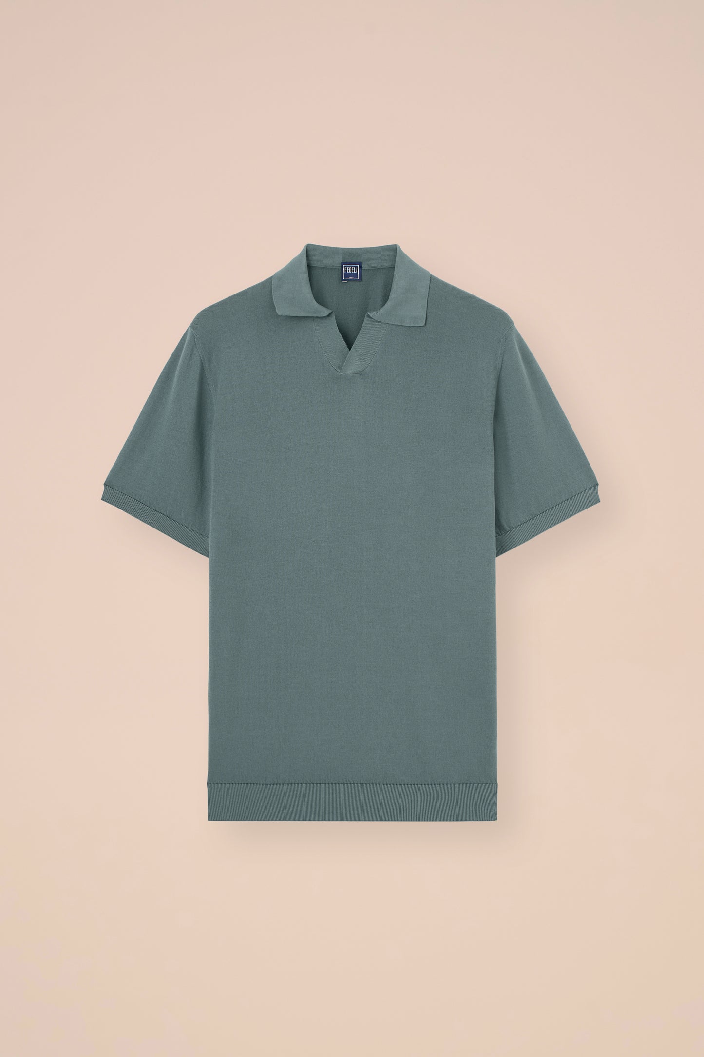 Fuji Giza Organic Cotton V-Neck Knit Polo - OLIVEGREEN