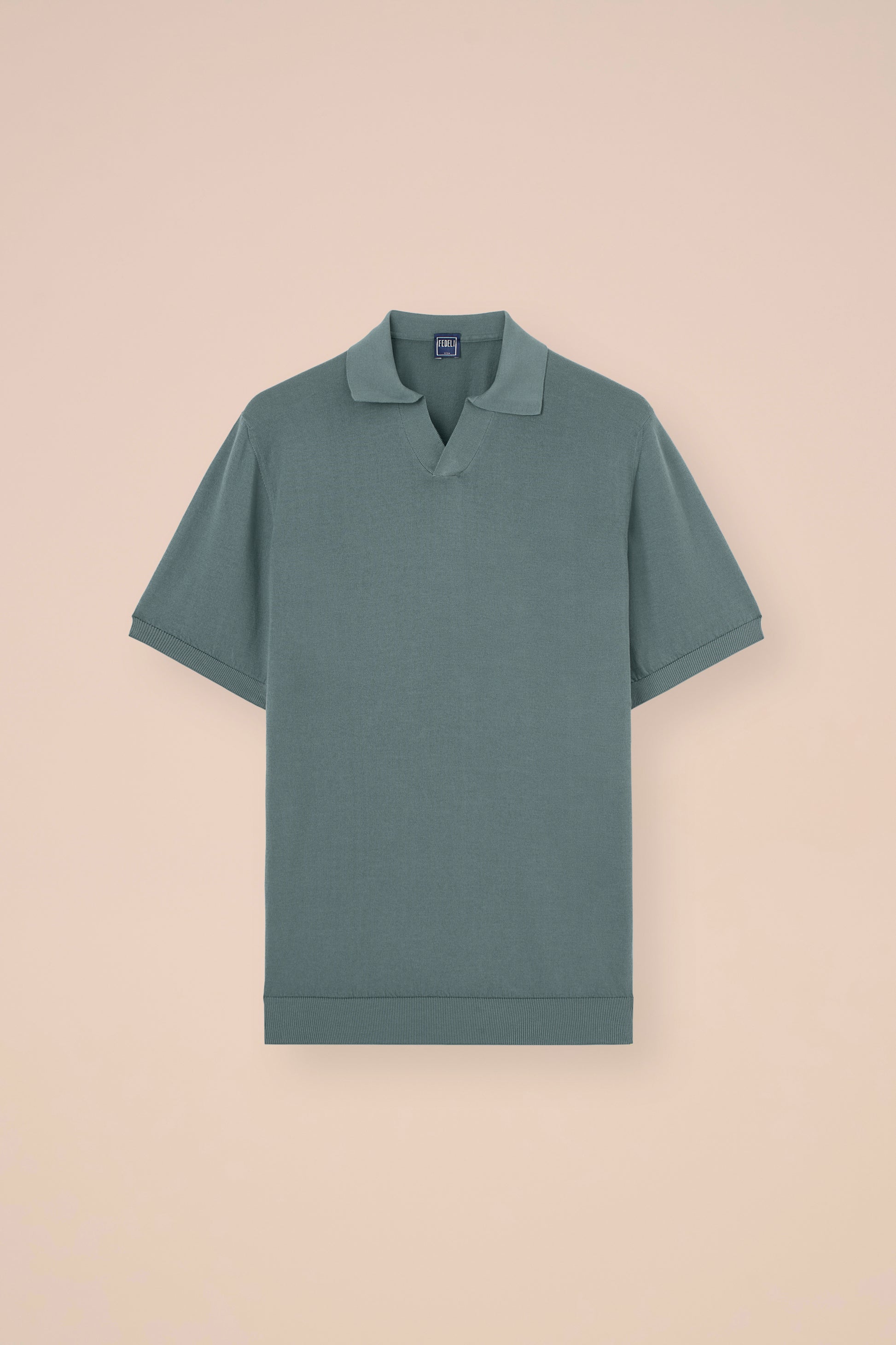 Fuji Giza Organic Cotton V-Neck Knit Polo - OLIVEGREEN