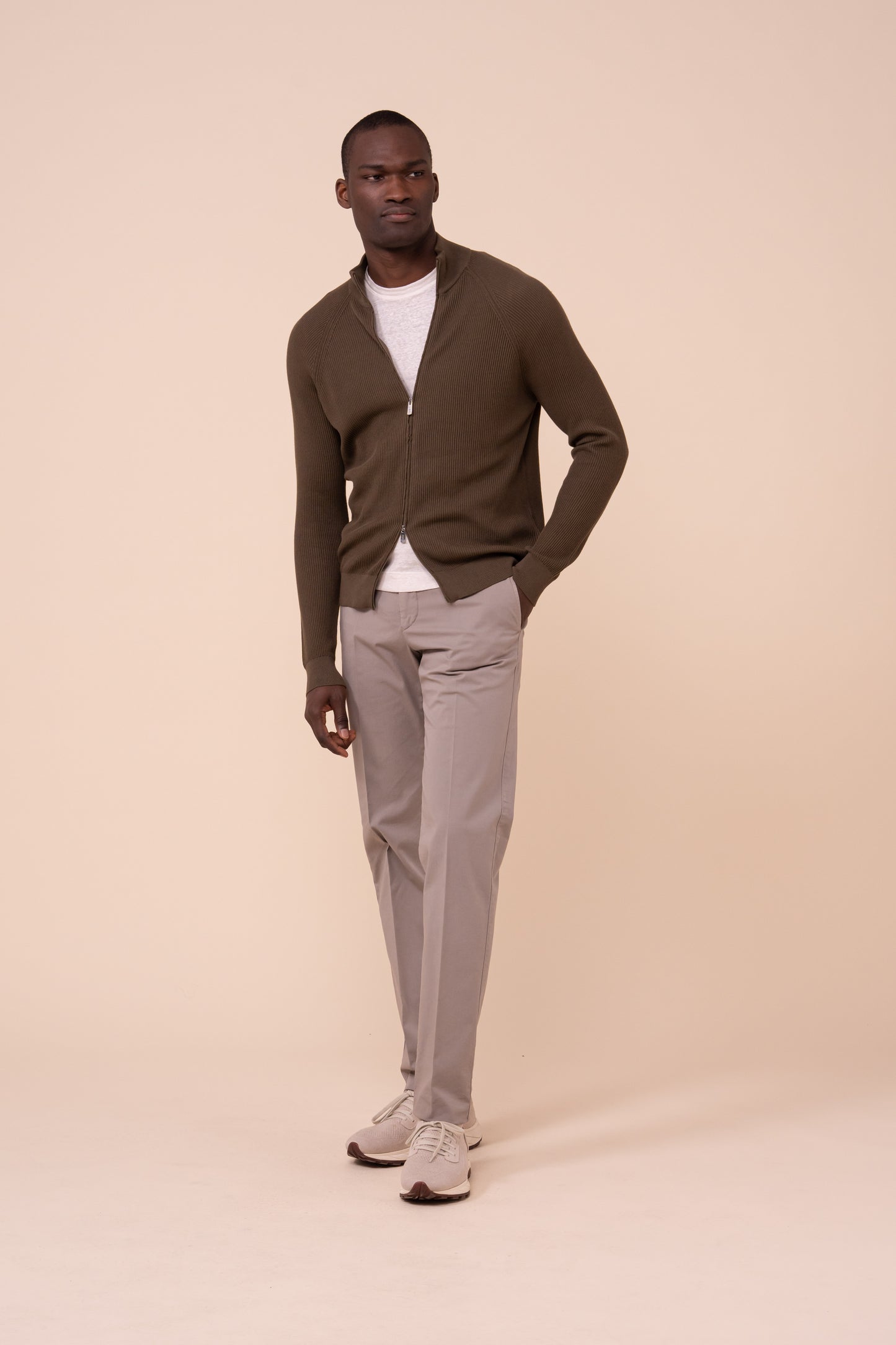 Paul Giza Organic Cotton Zipped Sweater - FOREST