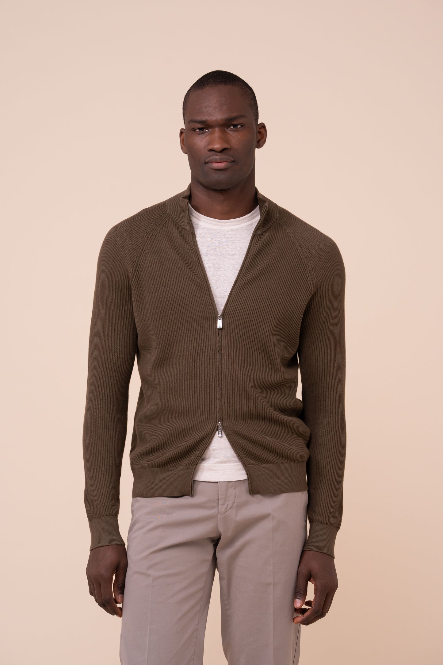 Paul Giza Organic Cotton Zipped Sweater - FOREST