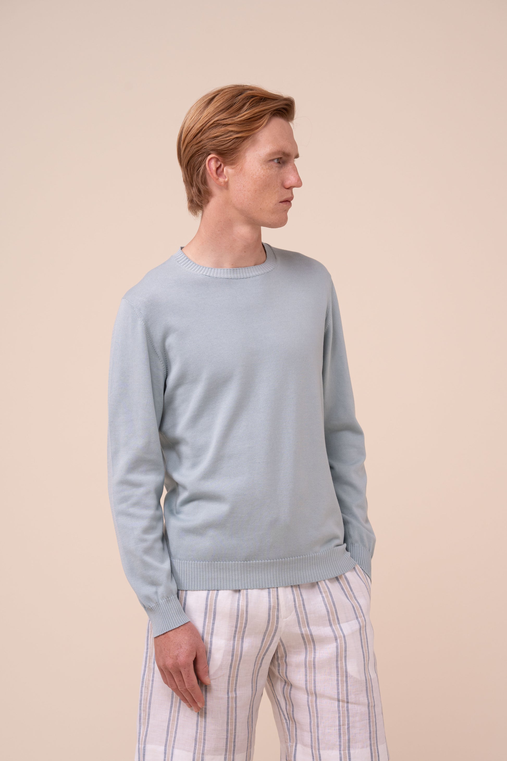Argentina 12 Giza Organic Cotton Crewneck - LIGHTCYAN