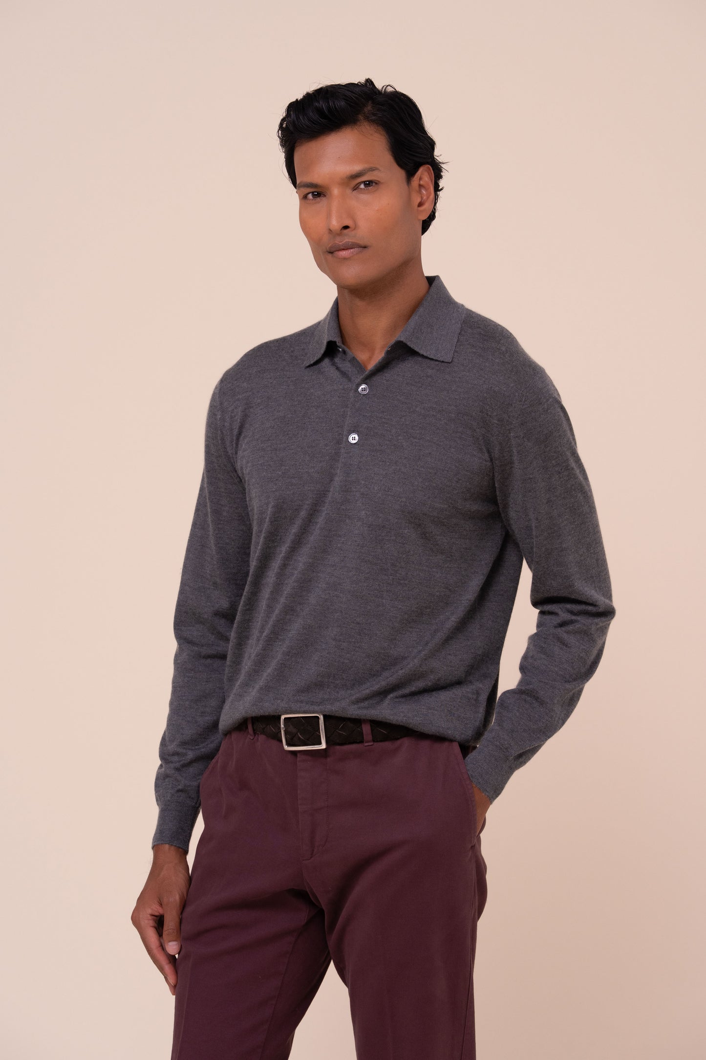 Sport polo in cashmere e seta - STONEMELANGE