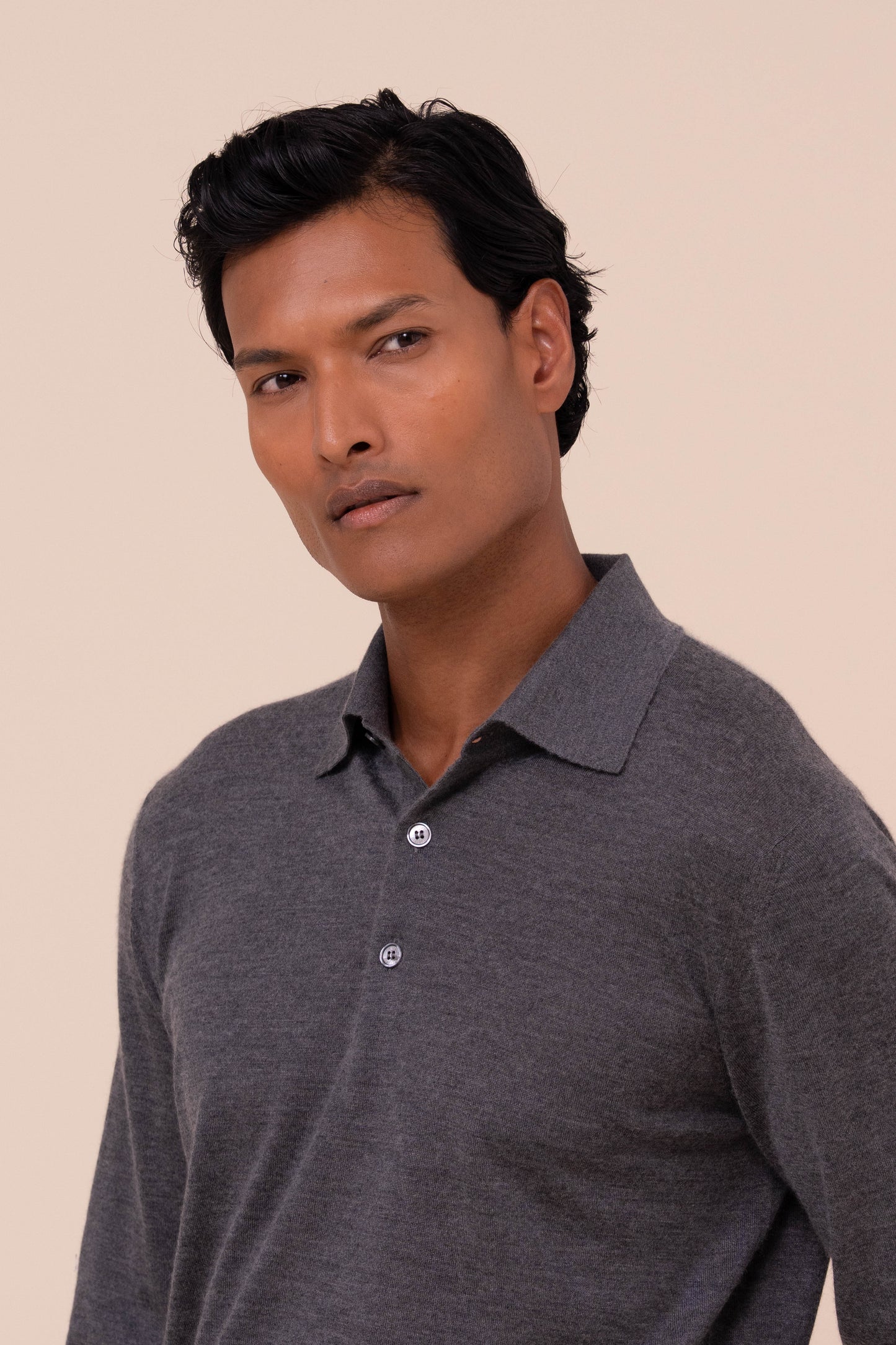 Sport polo in cashmere e seta - STONEMELANGE