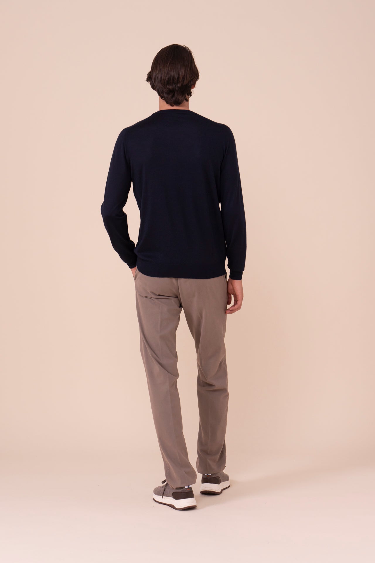 Argentina Cashmere Silk Crewneck in iconic colors - MIDNIGHTBLUE