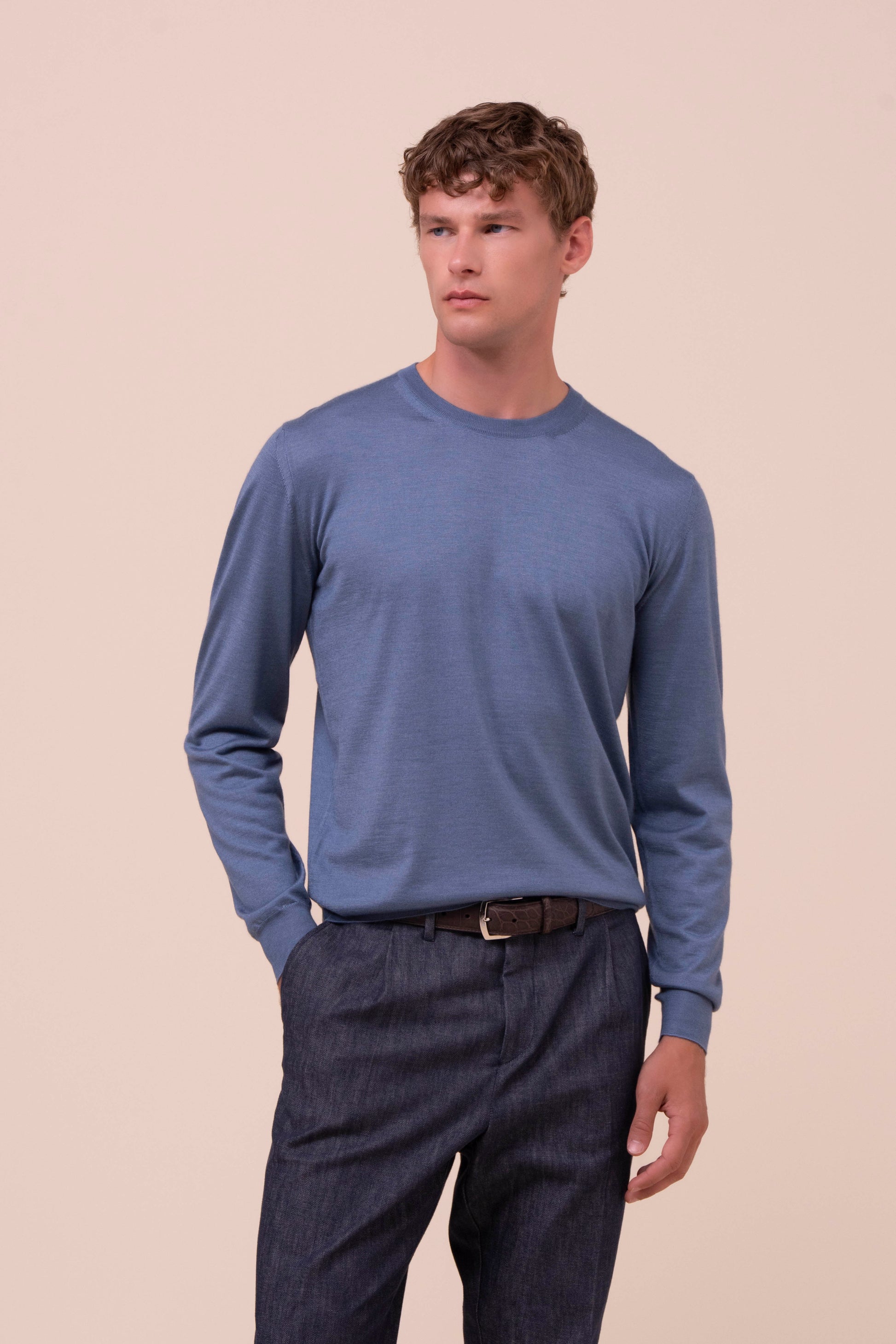 Argentina girocollo in cashmere e seta  - DENIM