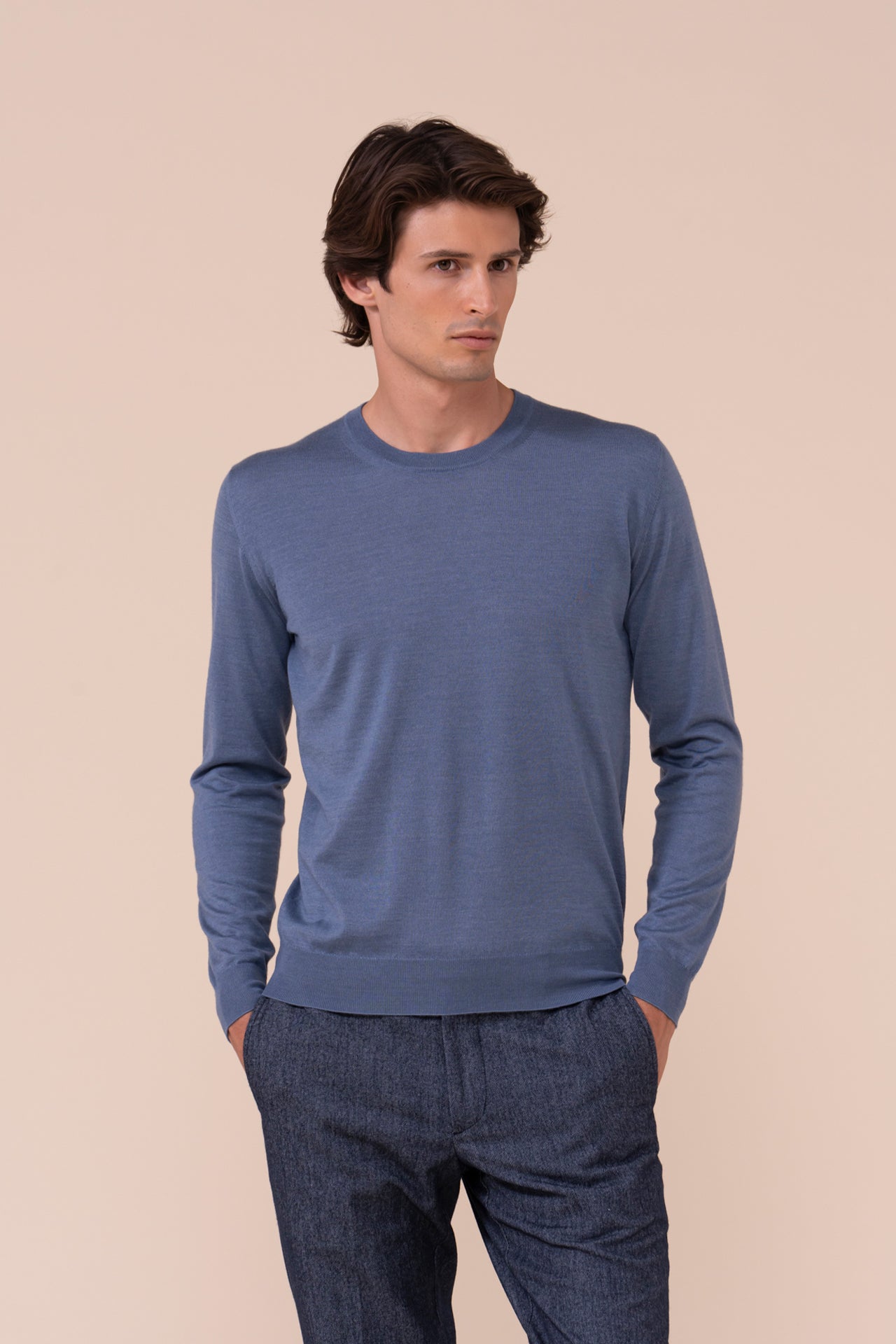 Argentina girocollo in cashmere e seta  - DENIM