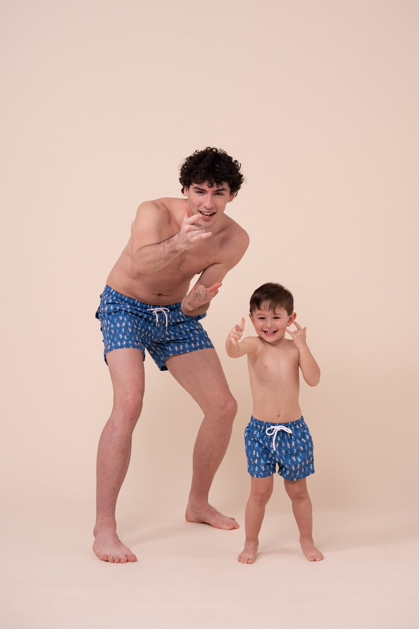 Madeira Kid Swim Trunks - 6-8 years - Gecko Pattern - DENIM