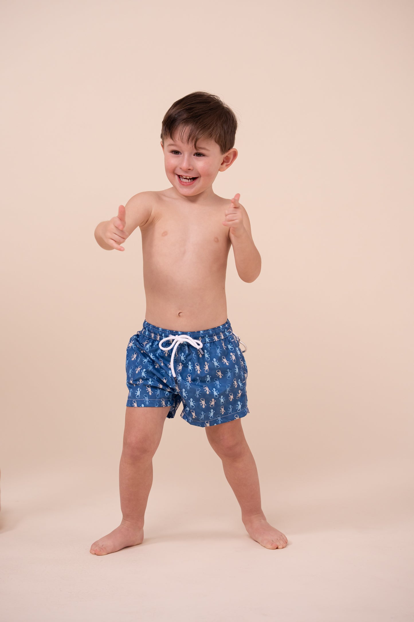 Madeira Kid Swim Trunks - 10-12 years - Gecko Pattern - DENIM