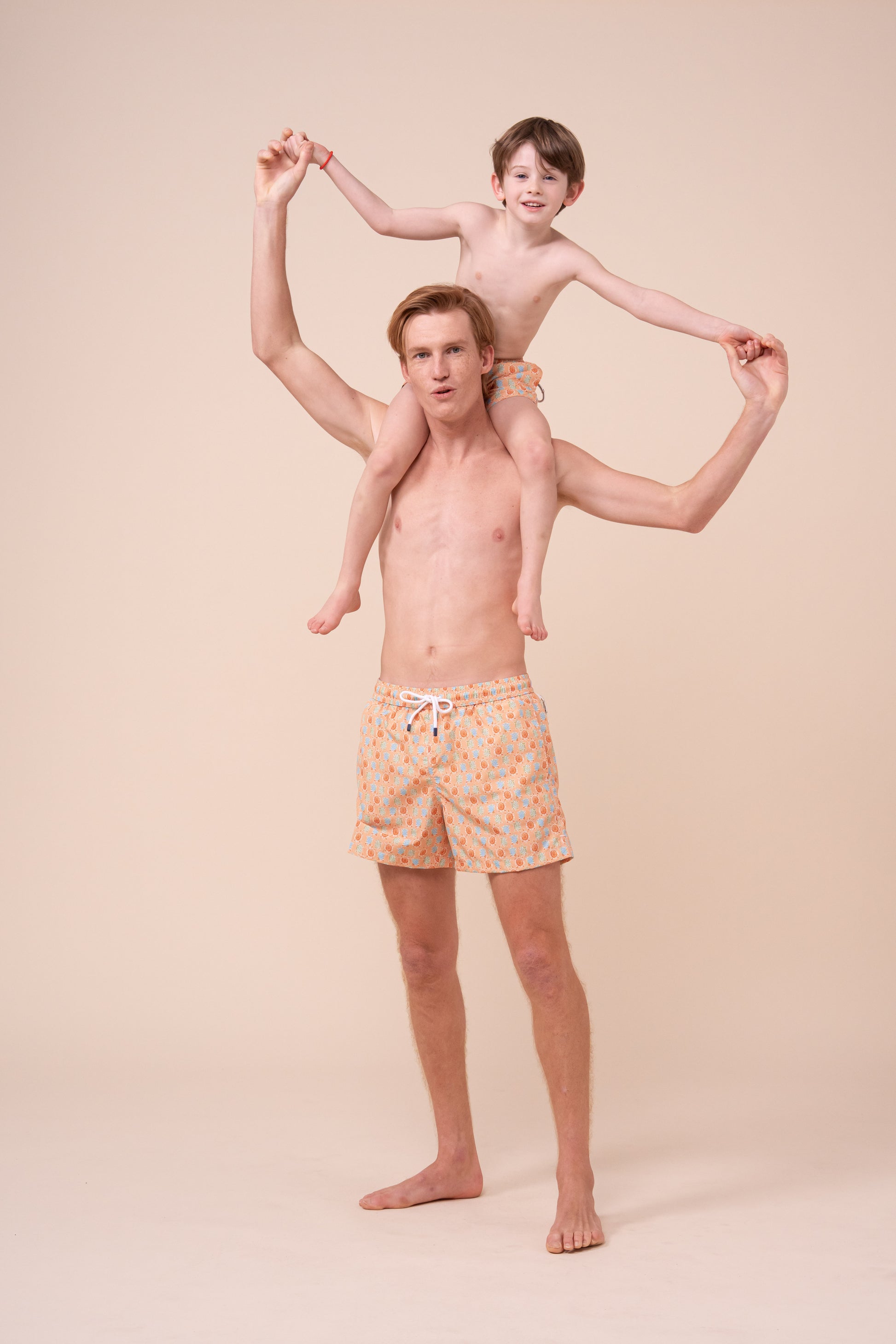 Madeira Kid Swim Trunks - 6-8 years - Turtles Pattern - PEACH