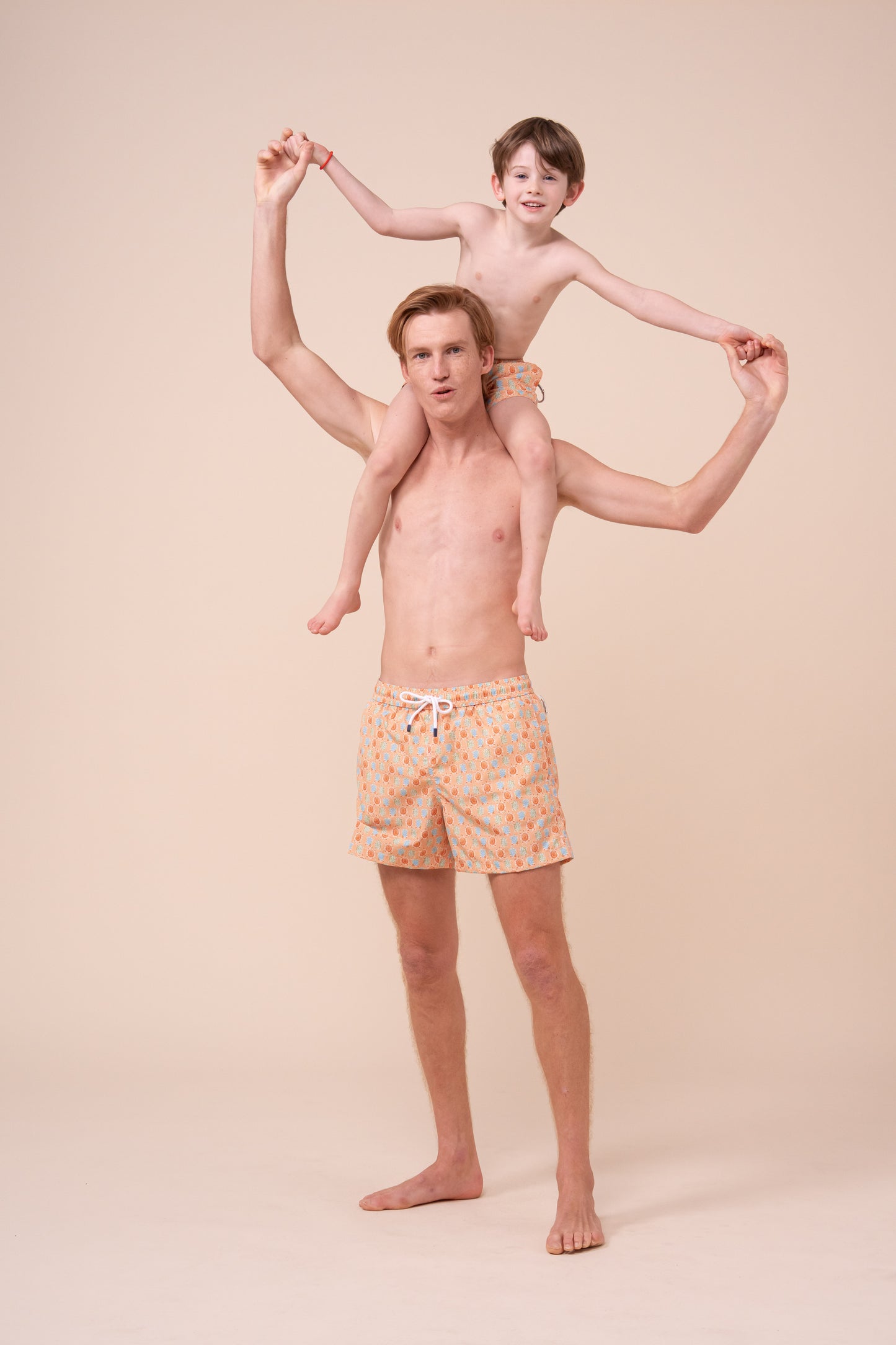 Madeira Kid Swim Trunks - 10-12 years - Turtles Pattern - PEACH