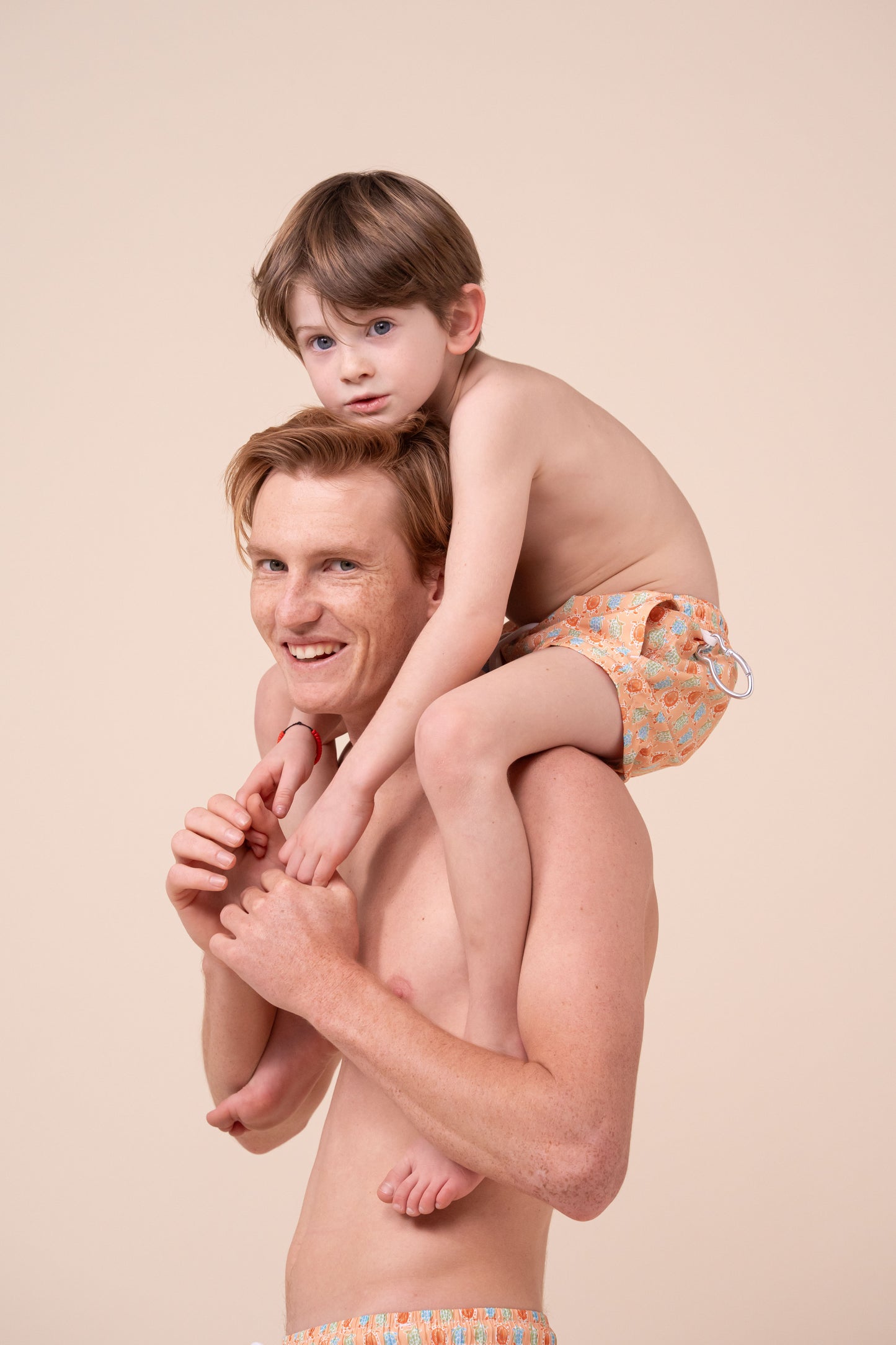 Madeira Kid Swim Trunks - 6-8 years - Turtles Pattern - PEACH