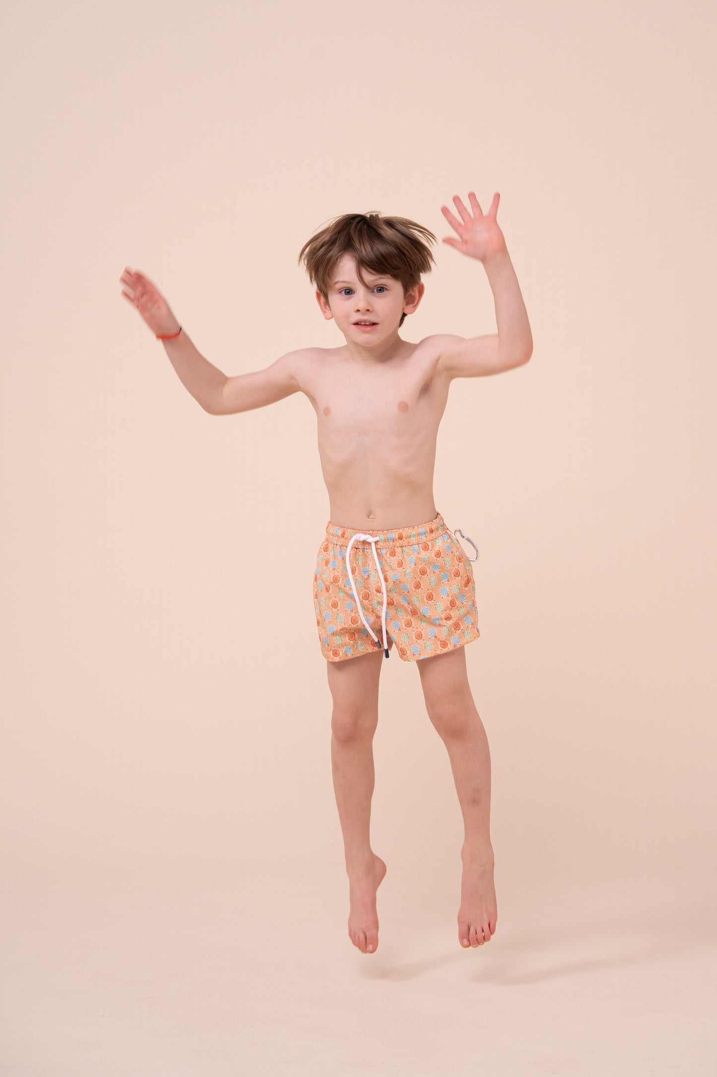 Madeira Kid Swim Trunks - 10-12 years - Turtles Pattern - PEACH