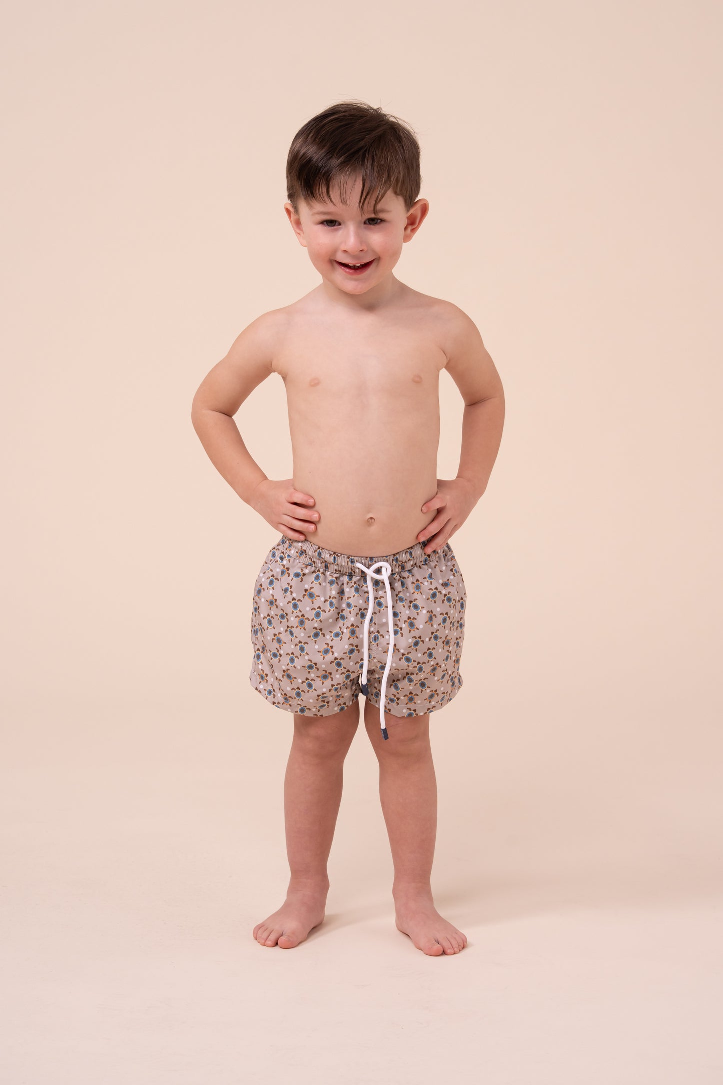 Madeira Kid Swim Trunks - 2-4 years - Sea Turtles Pattern - CHALK