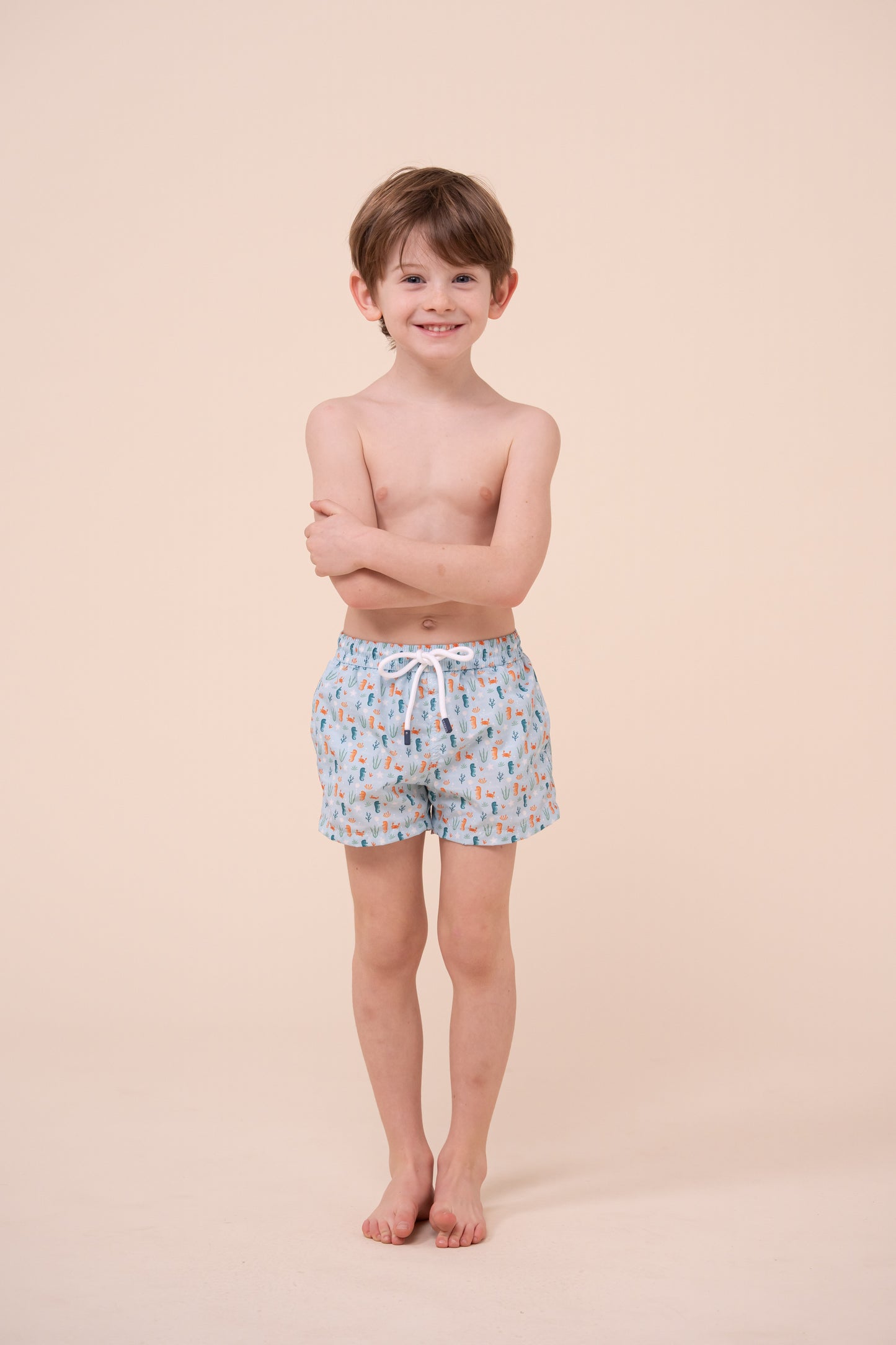 Madeira Kid Swim Trunks - 10-12 years - Seahorse Pattern - LIGHTBLUE