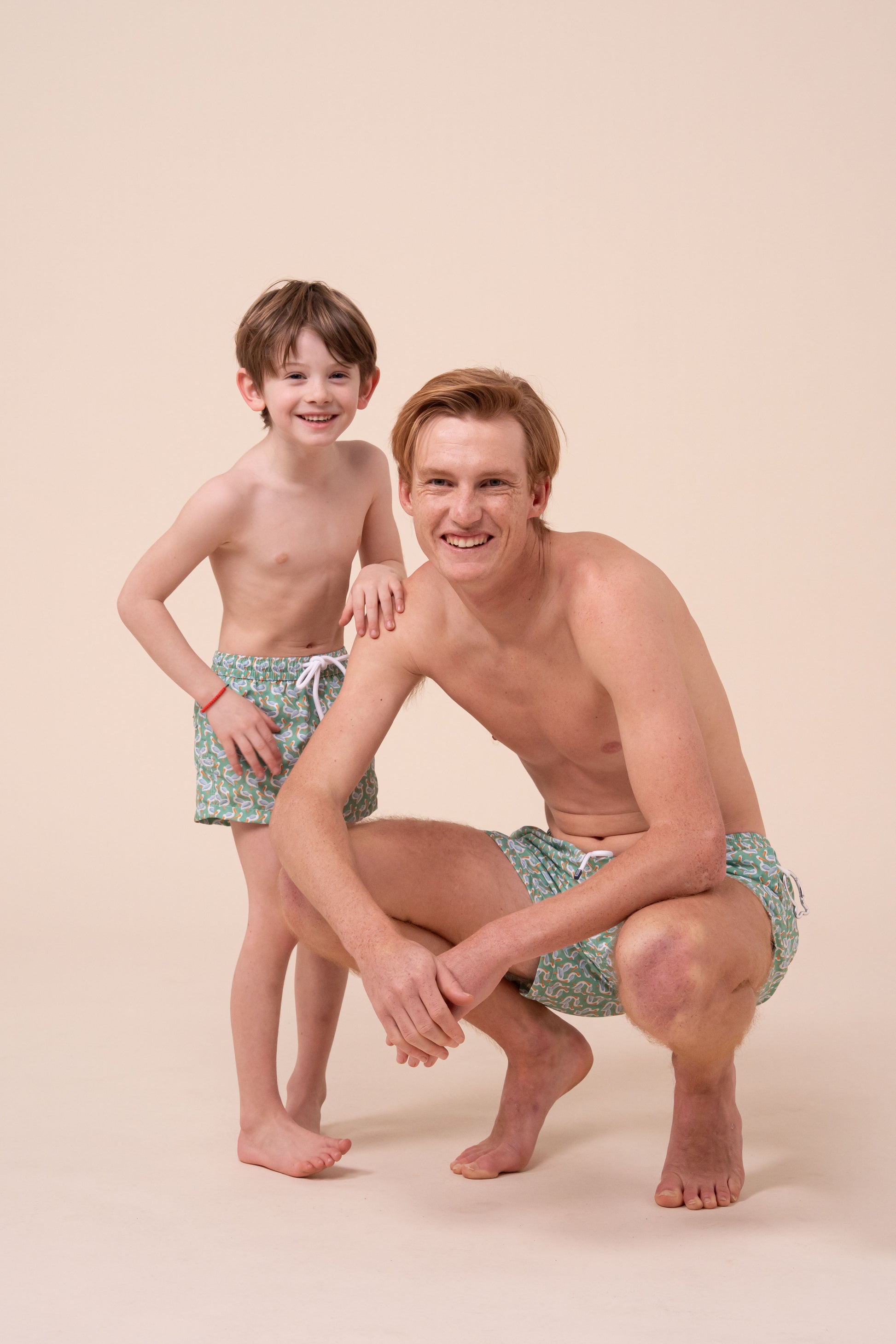 Madeira Kid Swim Trunks - 6-8 years - Heron Pattern - DEEPSKYBLUE