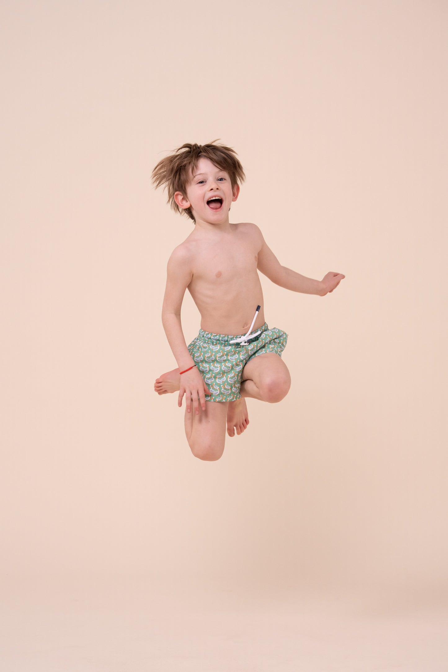 Madeira Kid Swim Trunks - 10-12 years - Pelican Pattern - MEDIUMSEAGREEN