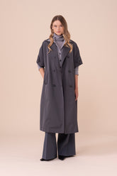 Cobalto Techno Taffetas Sleveless Trench