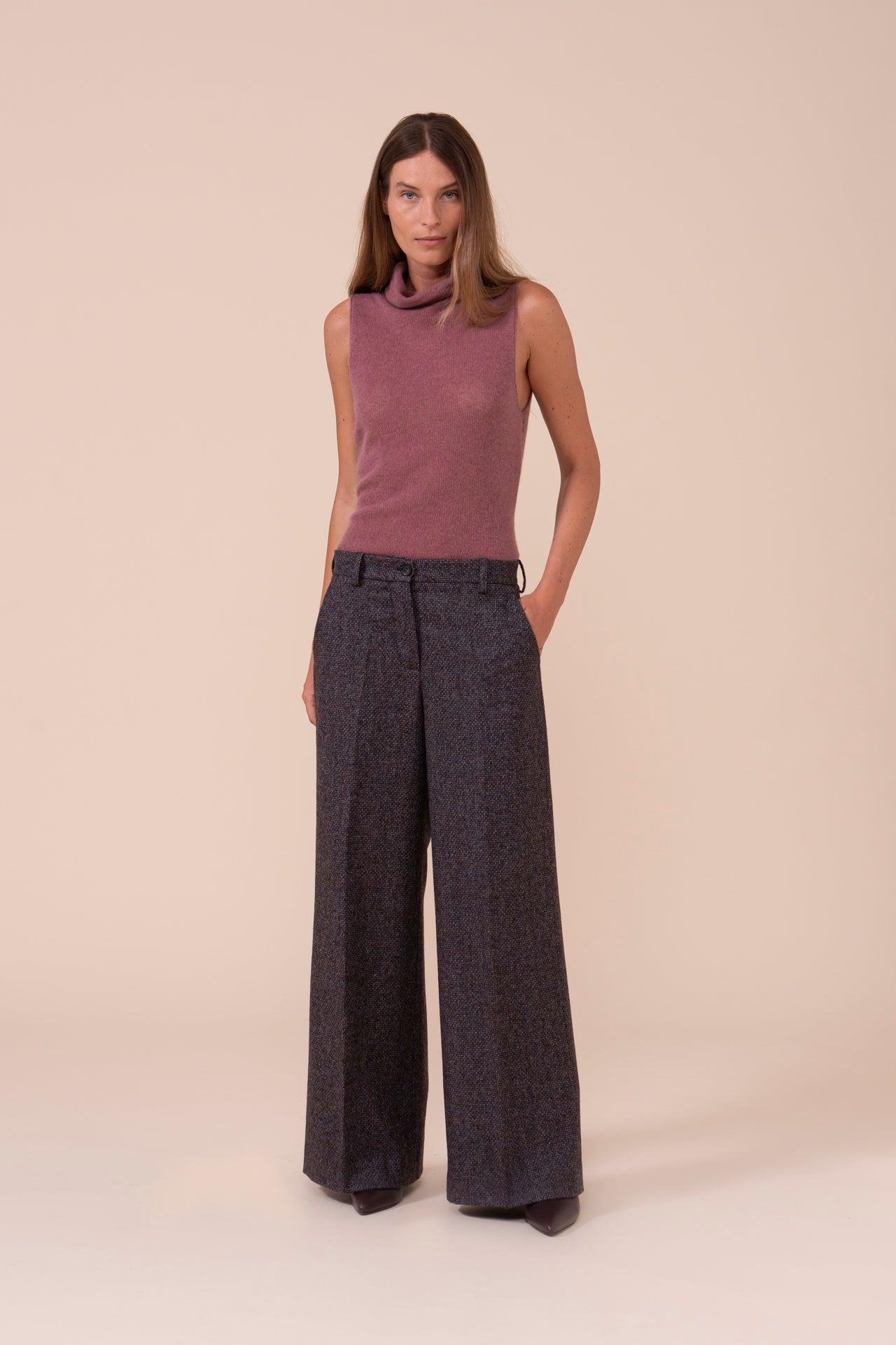 Gloria Wool and Alpaca Wide Leg Pants - DARKCHOCOLATE